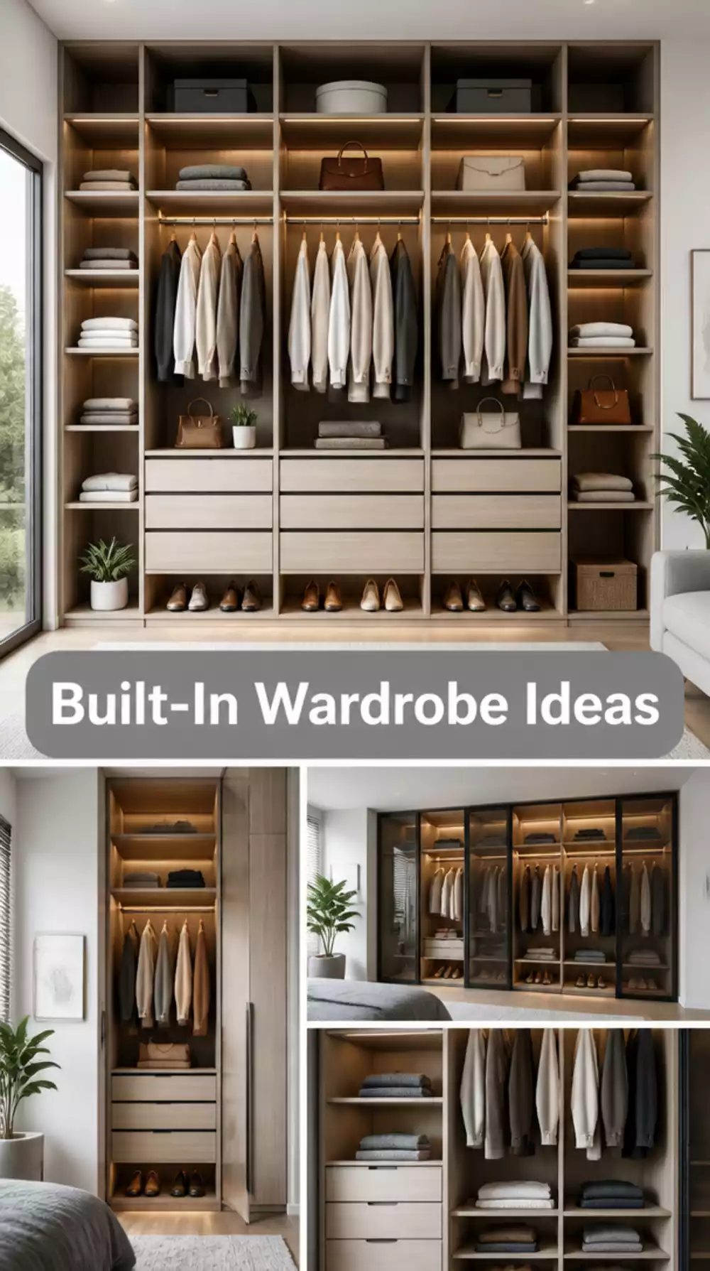 Built-In Bedroom Wardrobe with Floor-to-Ceiling Shelves and Drawers