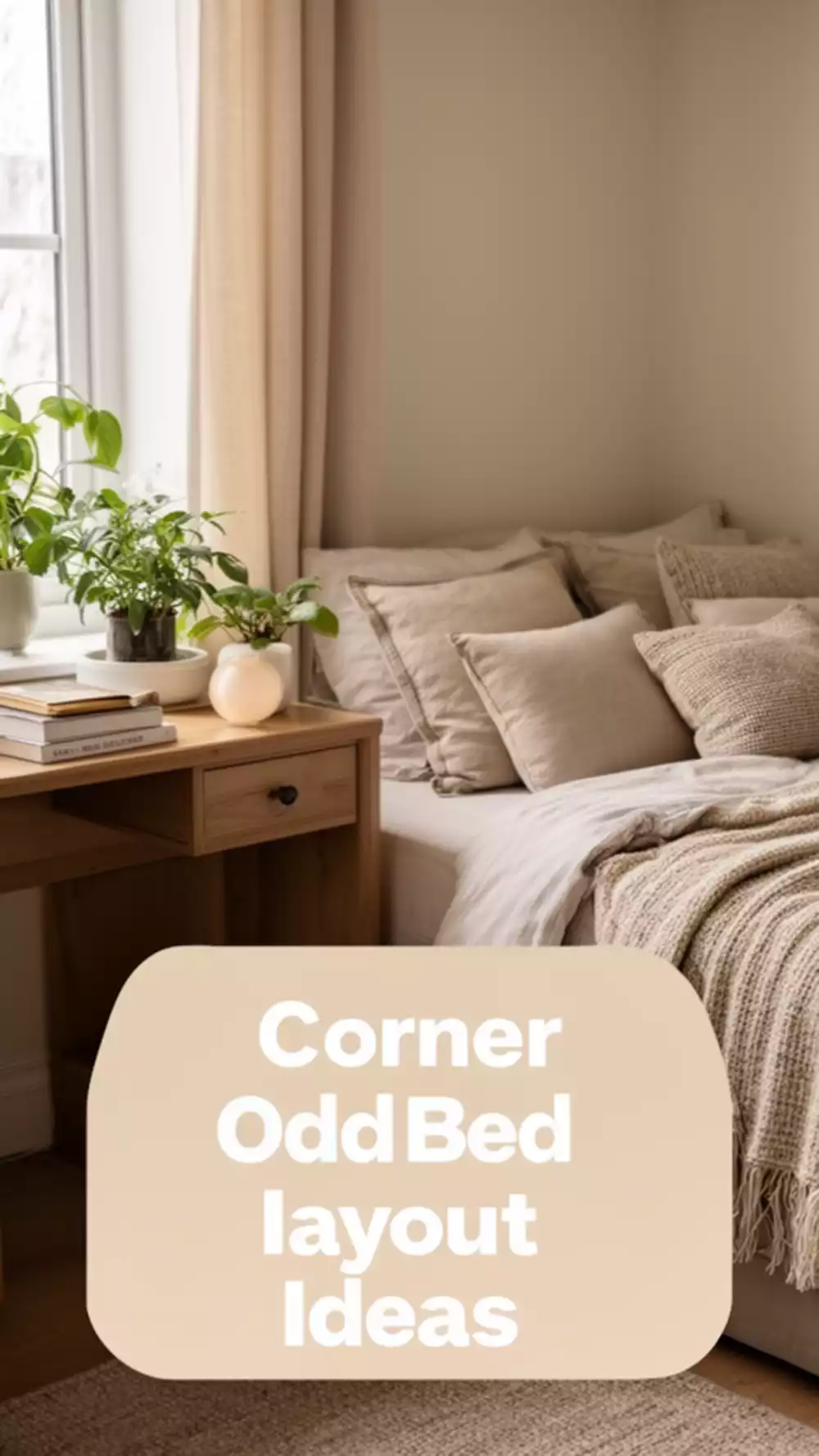 Corner Bed Layout for a Small Bedroom That Fits a Desk Too
