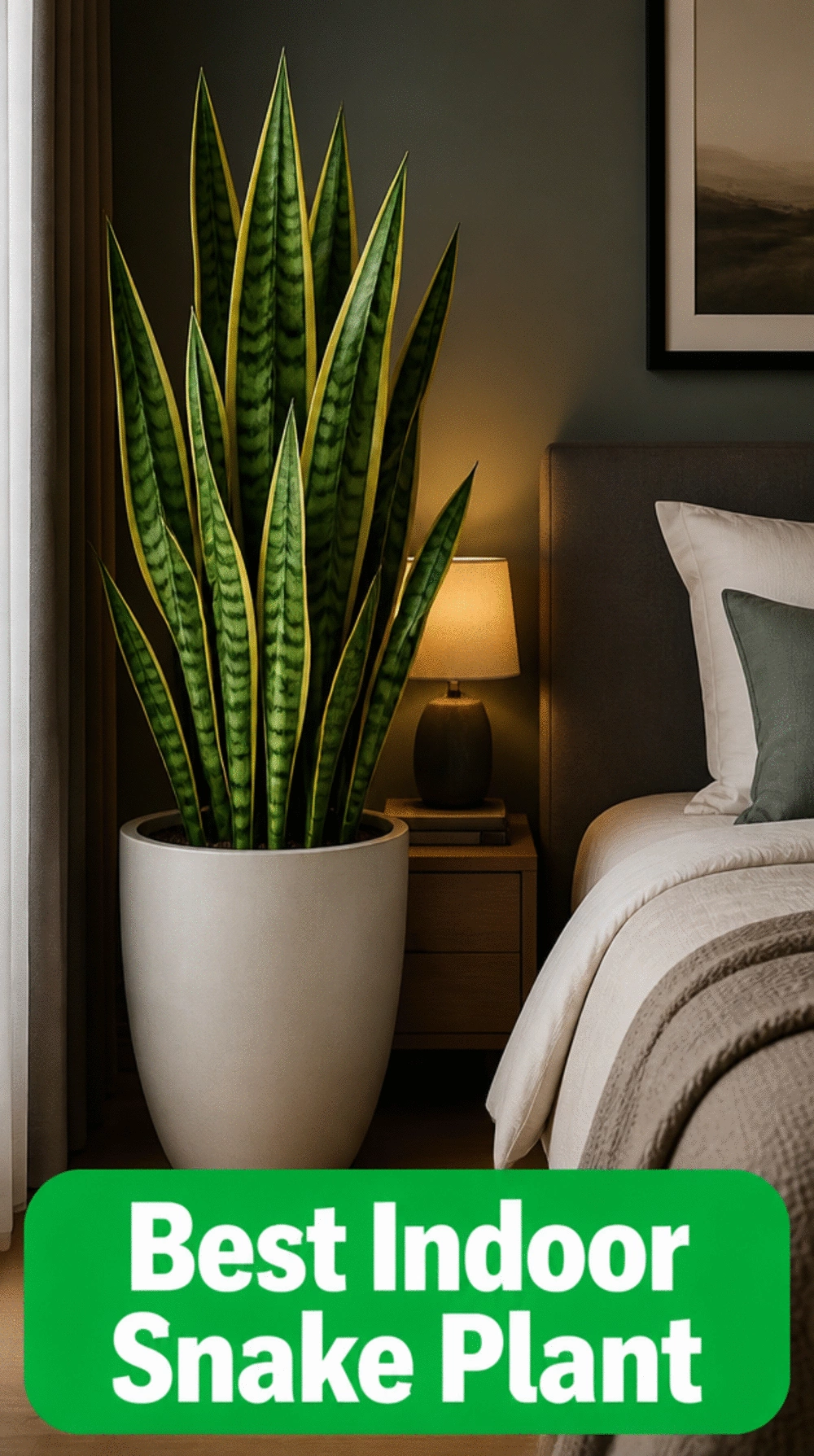 Bedroom Snake Plant in a Ceramic Pot That Thrives in Low Light