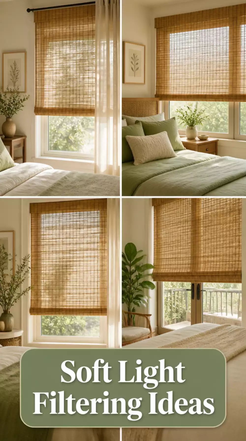 Bedroom Bamboo Roller Blind That Filters Light Softly on a Quiet Morning