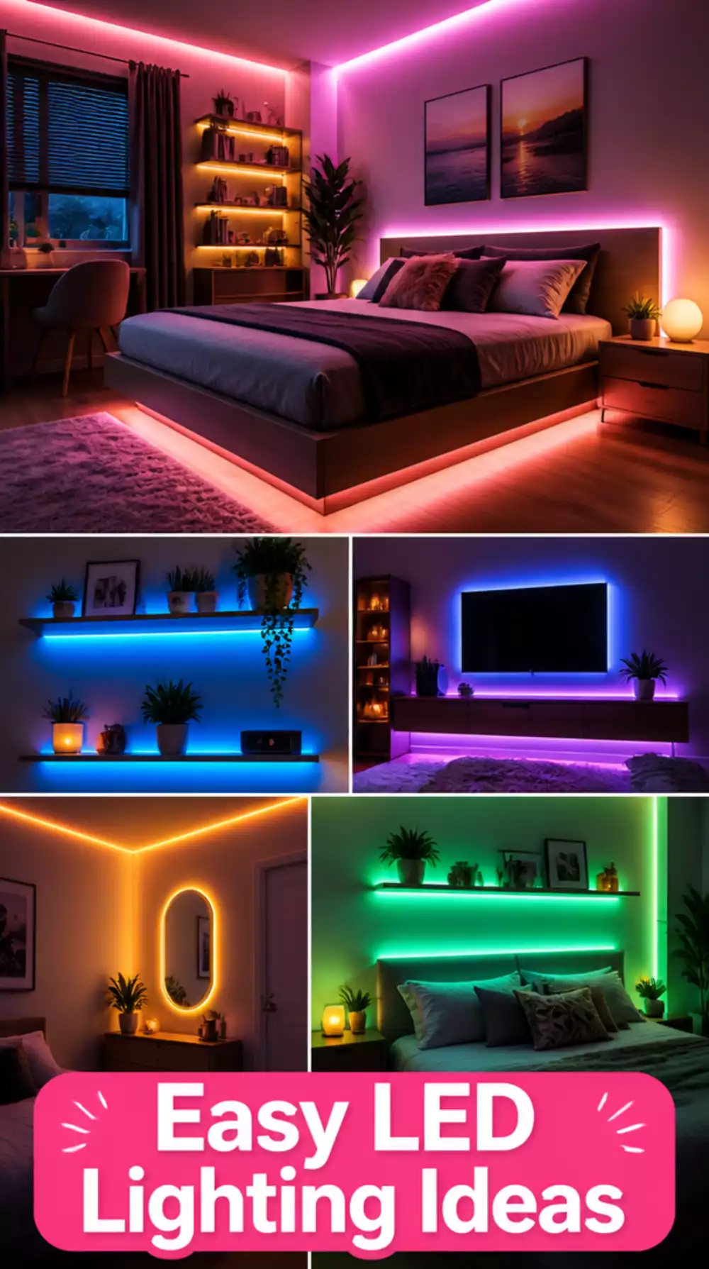 Renter Bedroom LED Strip Light That Sticks to Any Surface Without Wires