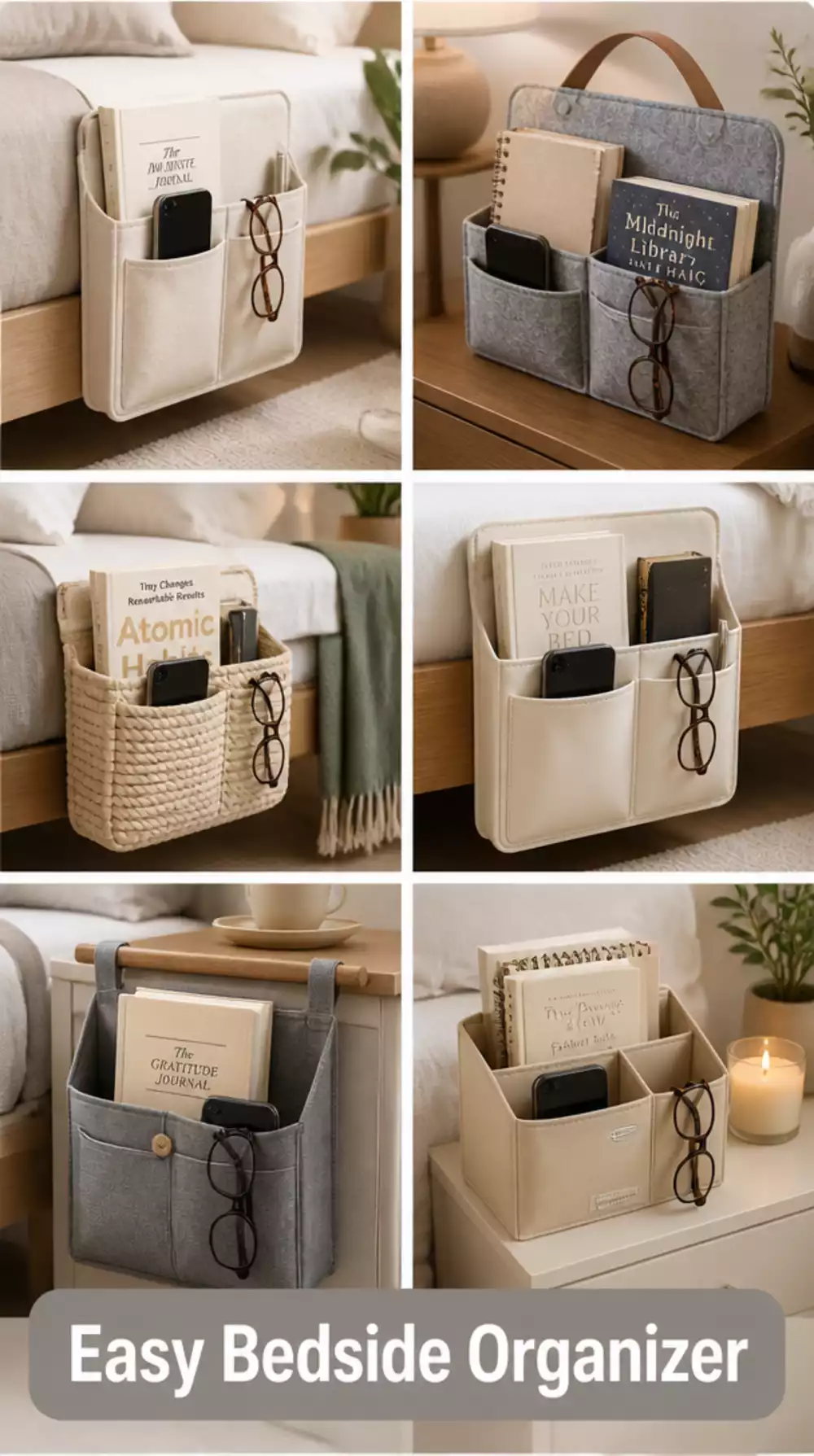 Bedside Caddy Organizer That Keeps a Nightstand from Getting Messy