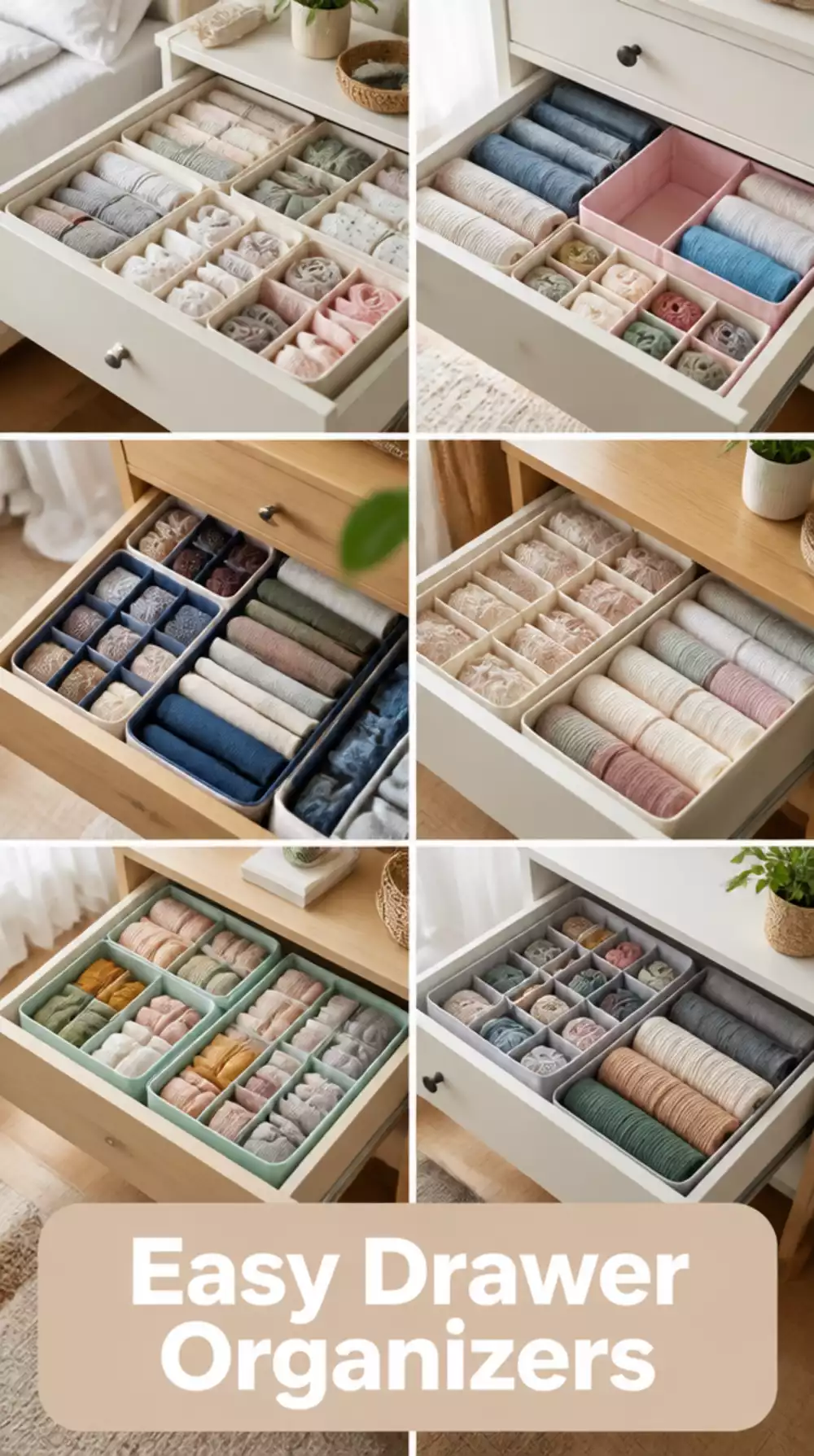 Bedroom Drawer Fabric Insert Organiser That Fits Any Drawer Size
