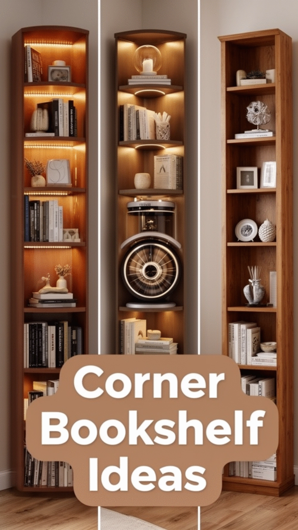 Tall Bedroom Bookshelf That Fits Neatly Into a Corner Space