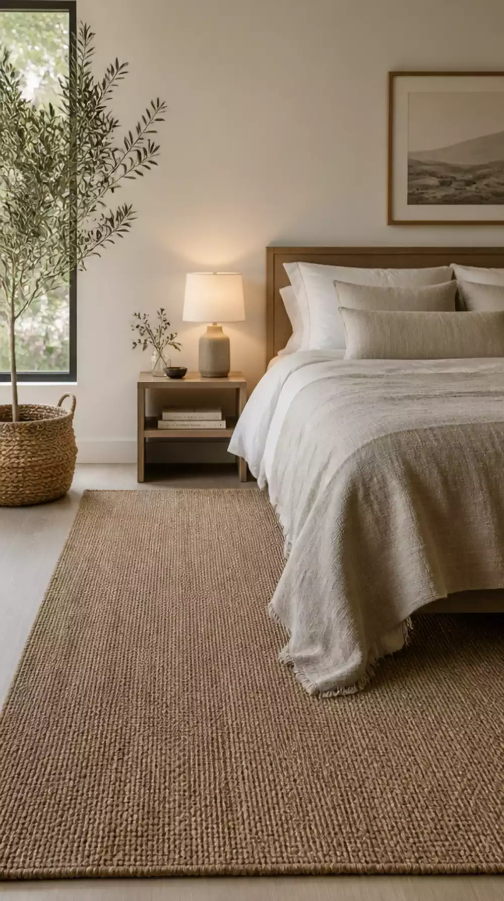 Bedroom Seagrass Rug in a Tight Flat Weave That Suits a Minimal Earthy Space