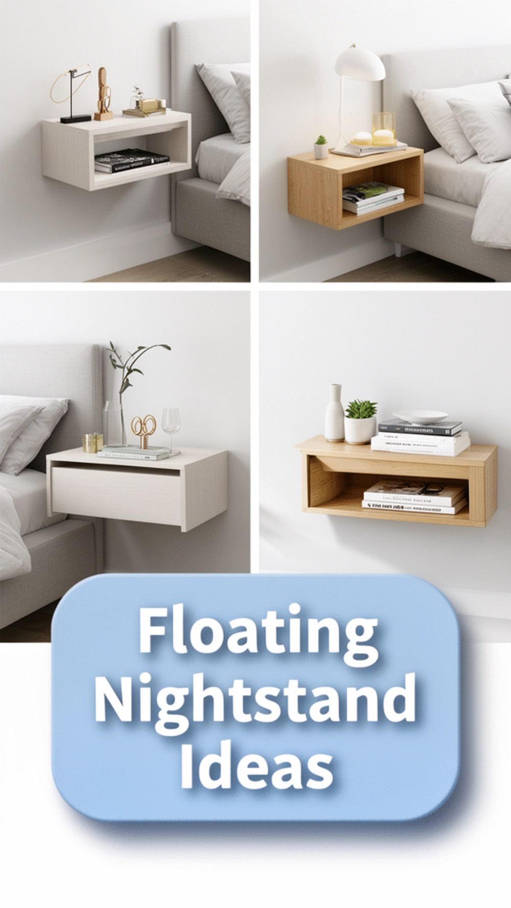 Bedroom Floating Wall Nightstand Shelf That Saves Floor Space Beside the Bed