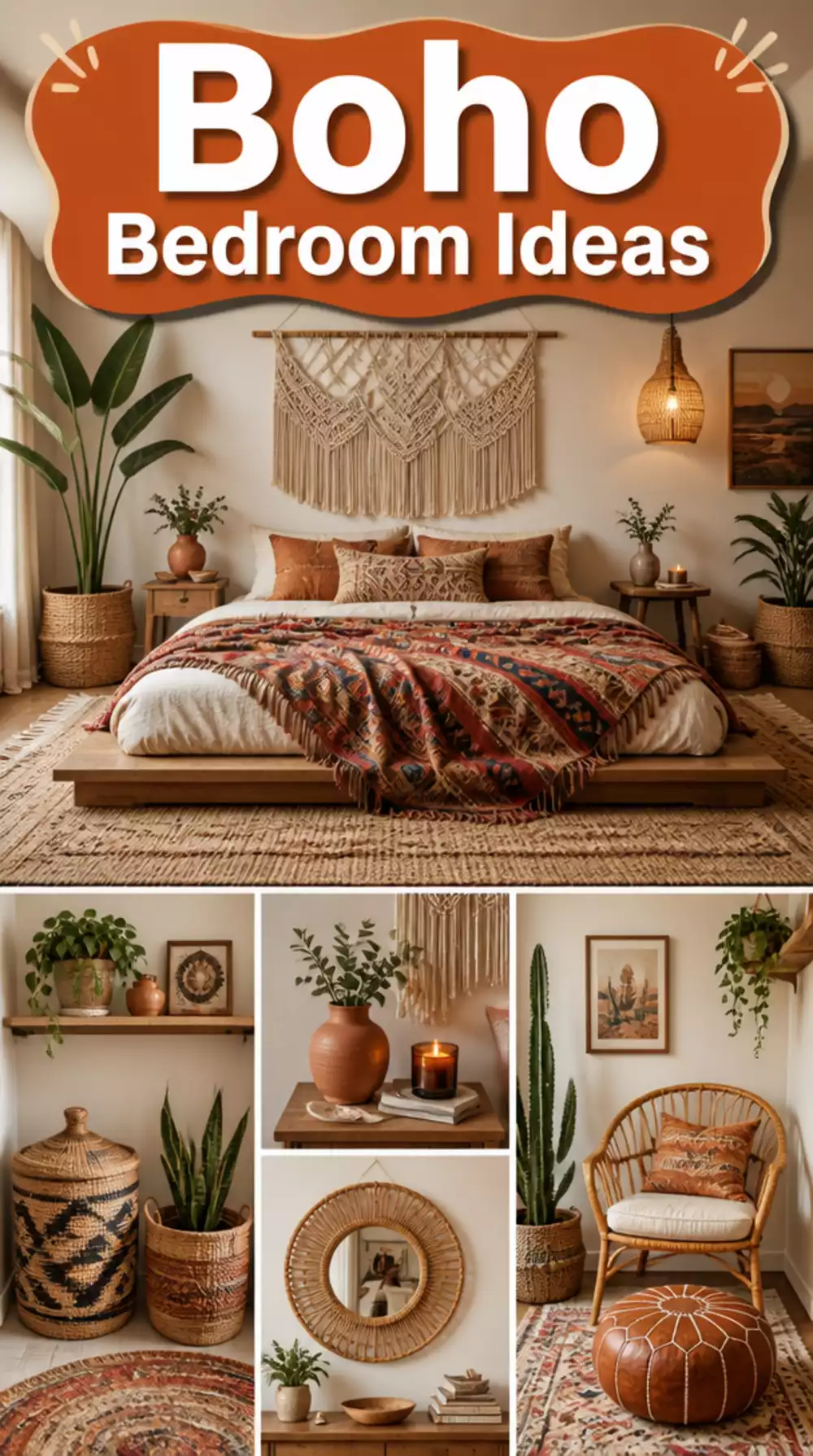 Boho Bedroom Aesthetic: Macramé, Low Bed, & Layered Textiles