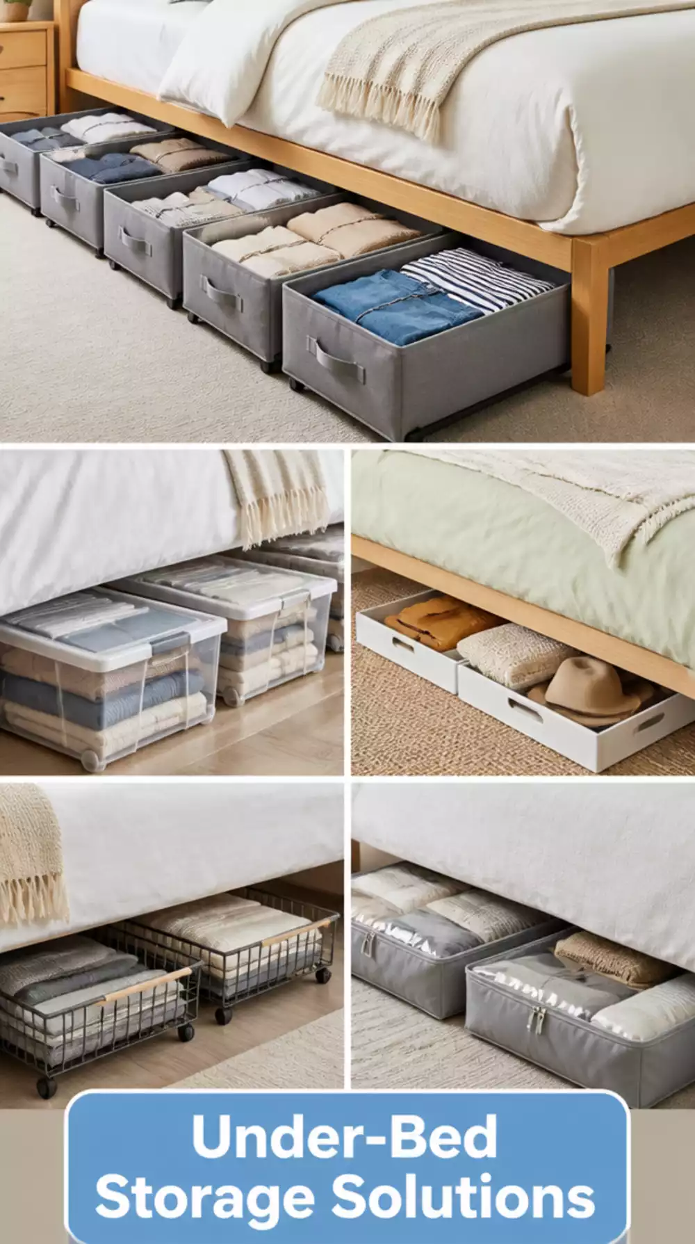 Small Bedroom Under-Bed Storage Drawers for Out-of-Season Clothing