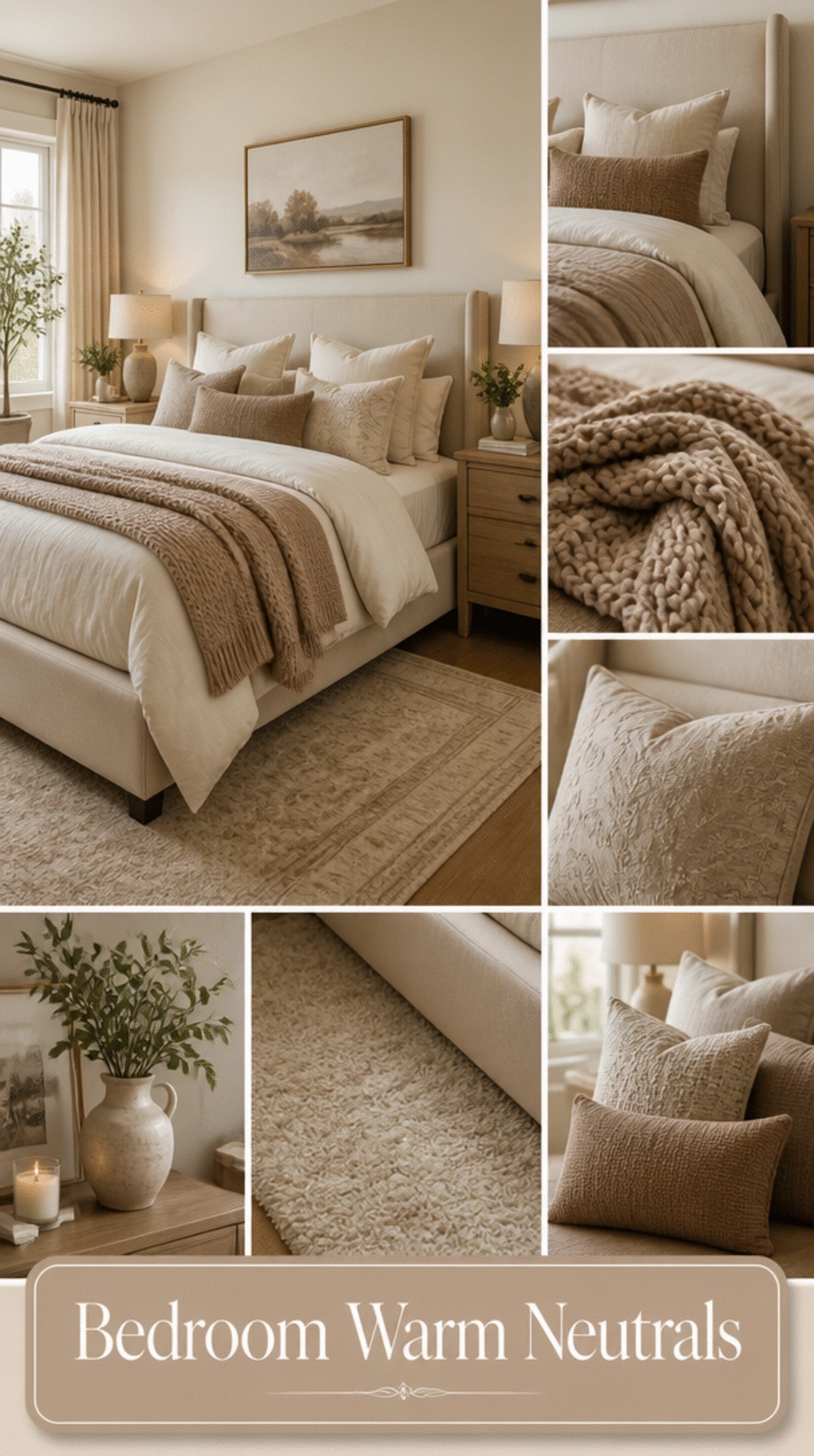 Bedroom Warm Neutral Palette in Cream, Beige, and Warm Taupe Tones