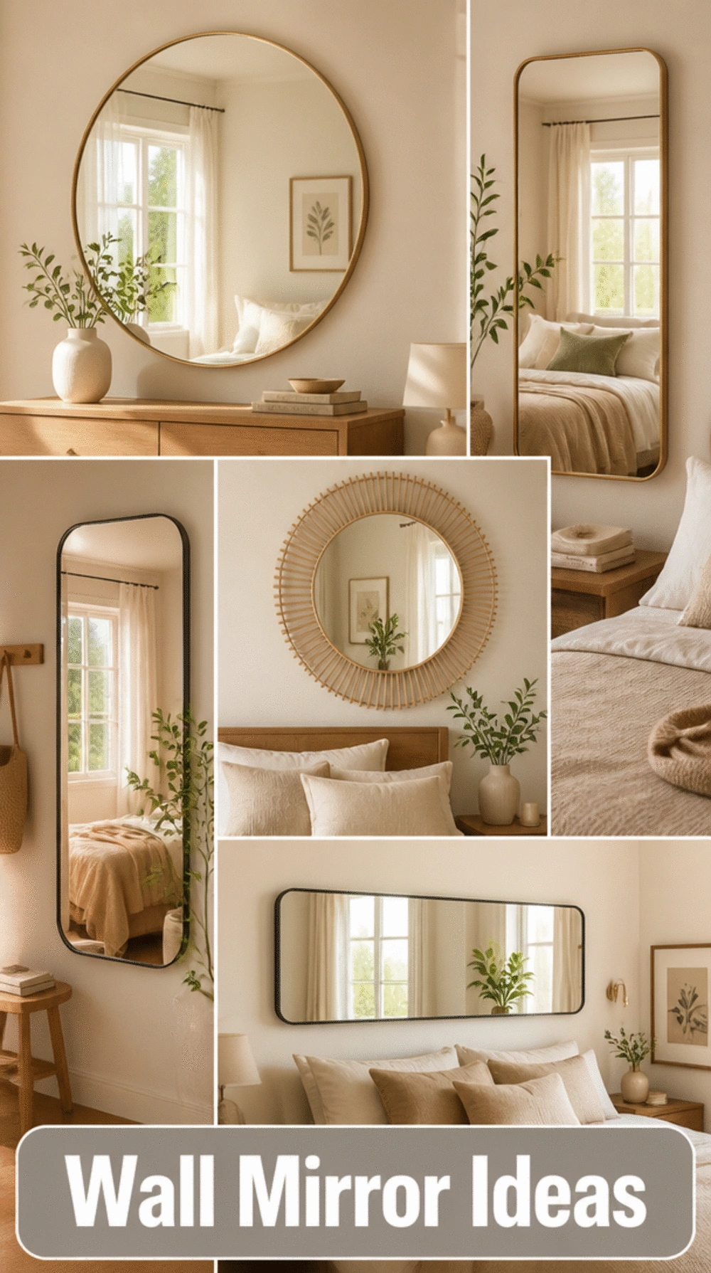 Small Apartment Bedroom Wall Mirror That Reflects Light to Make the Room Bigger