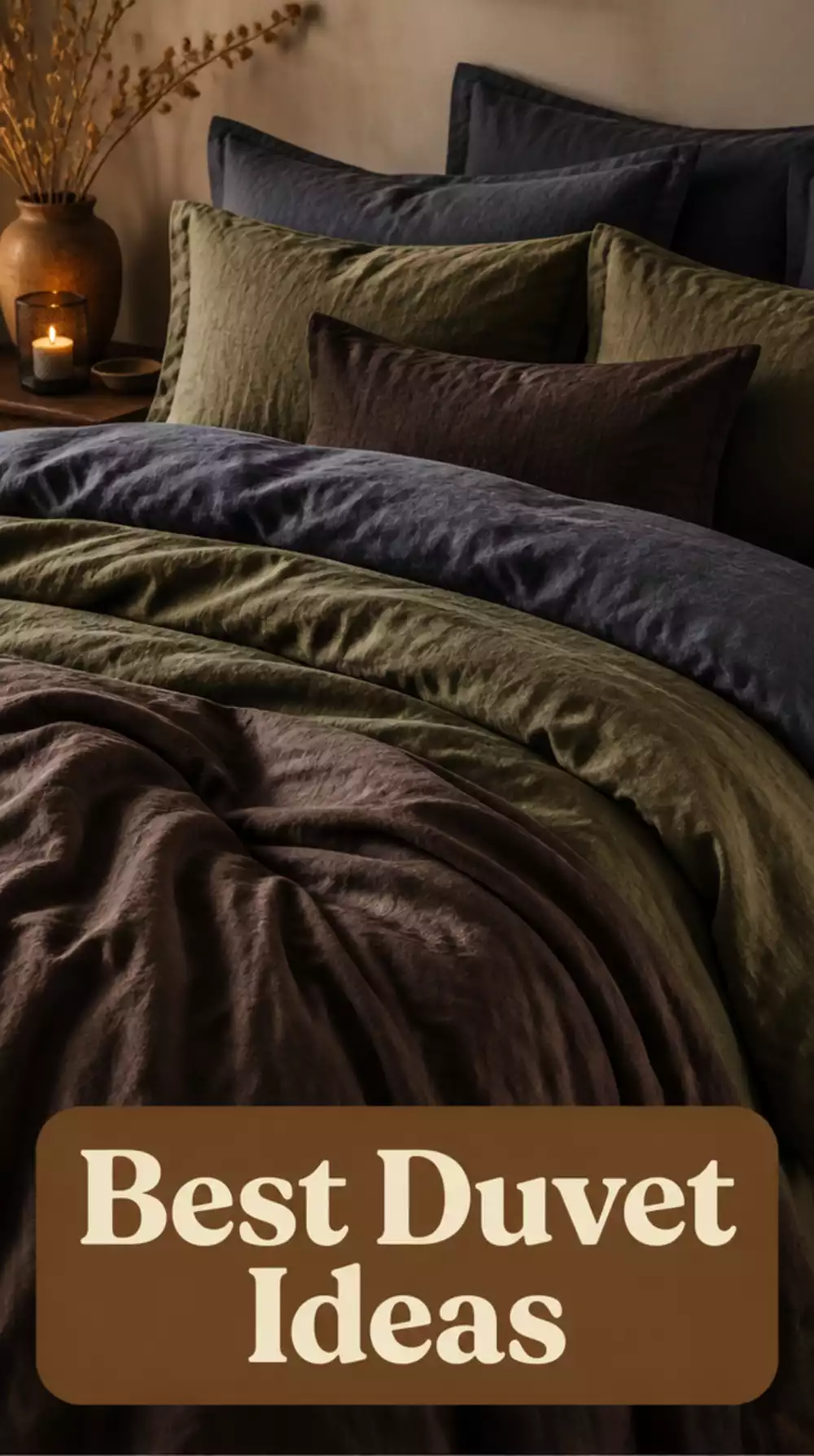 Bedroom Deep-Toned Linen Duvet in Slate, Olive, or Warm Espresso