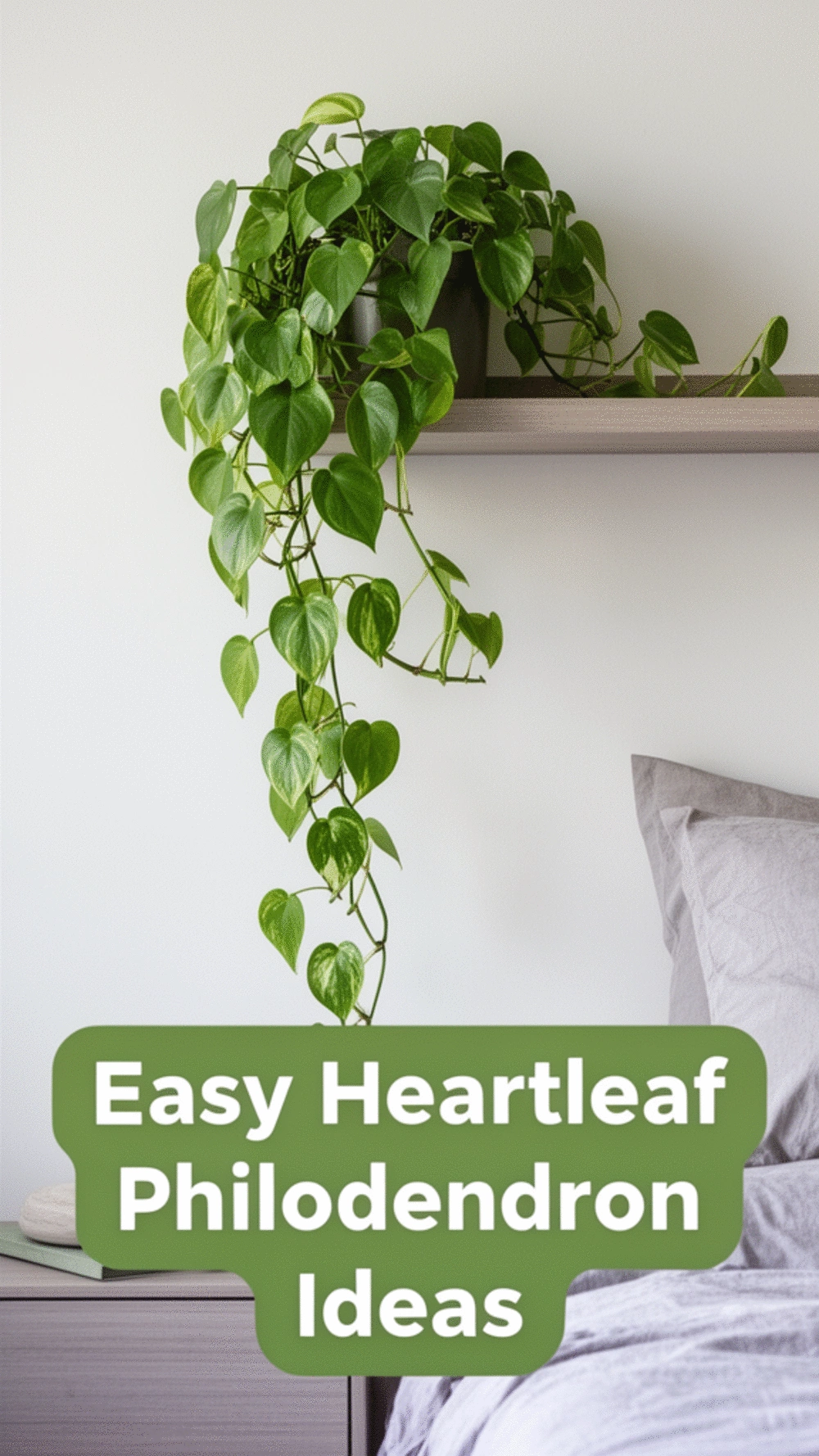 Bedroom Heartleaf Philodendron on a Floating Shelf That Grows Fast in Low Light