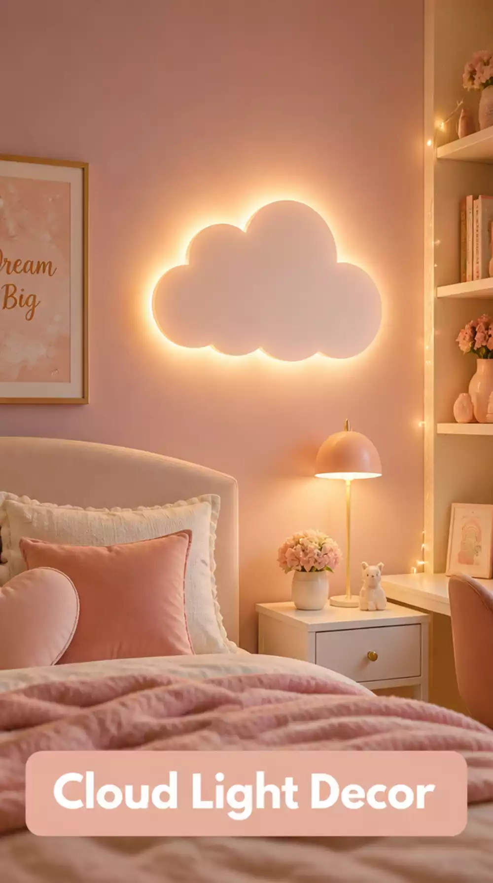 Bedroom Cloud-Shaped LED Light Mounted on the Wall for a Whimsical Touch