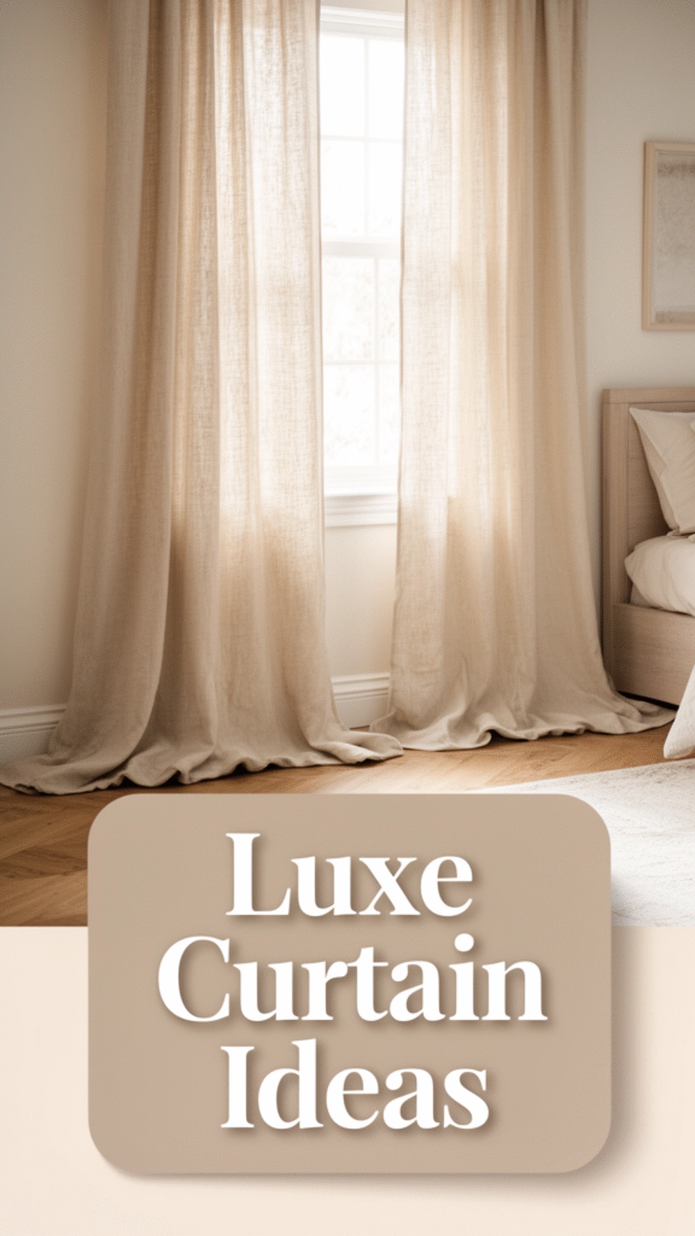 Bedroom Linen Curtain Panels That Pool Slightly on the Floor for a Luxe Effect