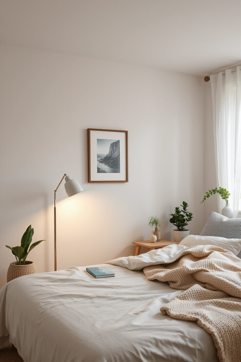 A tranquil bedroom interior with soothing color scheme, soft ambient lighting, and carefully chosen decor elements that contribute to a peaceful and personalized sleep sanctuary.
