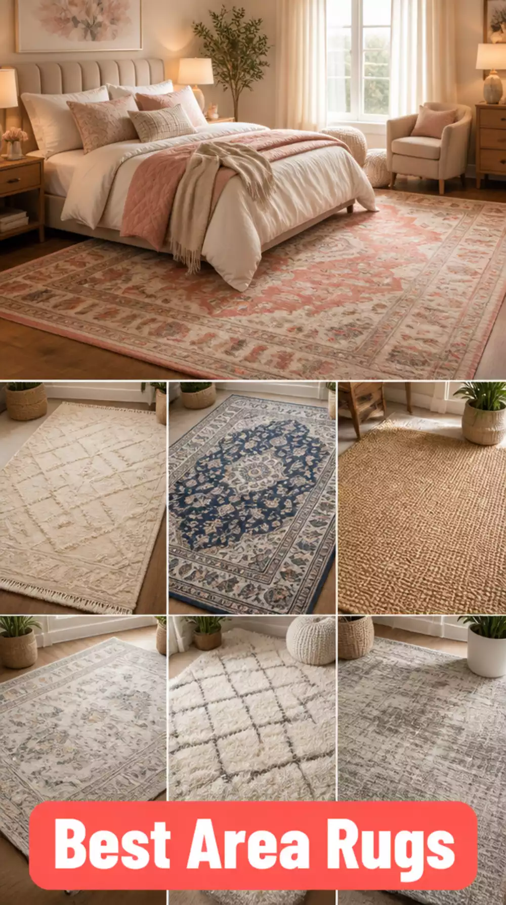 Studio Bedroom Area Rug That Visually Anchors the Sleeping Zone