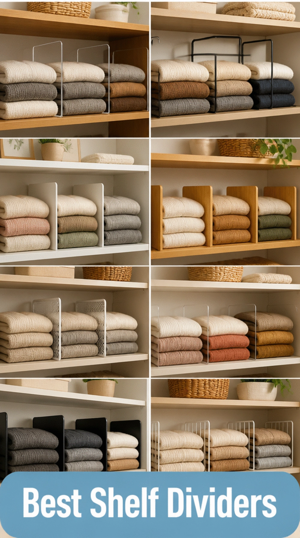 Bedroom Closet Shelf Divider That Keeps Folded Jumper Stacks from Falling