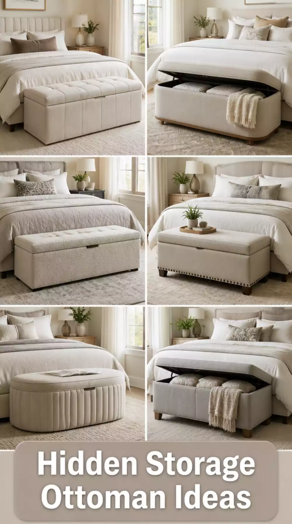 Bedroom Hidden Storage Ottoman at the Foot of the Bed