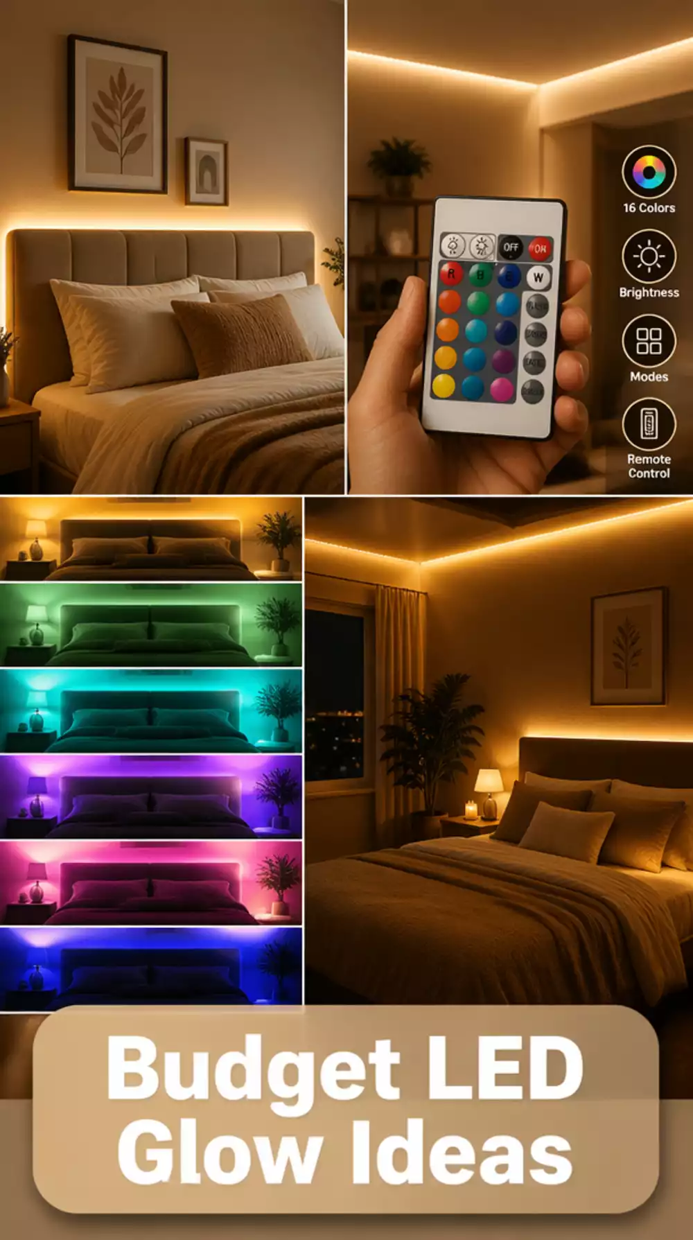Bedroom LED Strip Lights Behind the Headboard for a Moody Glow