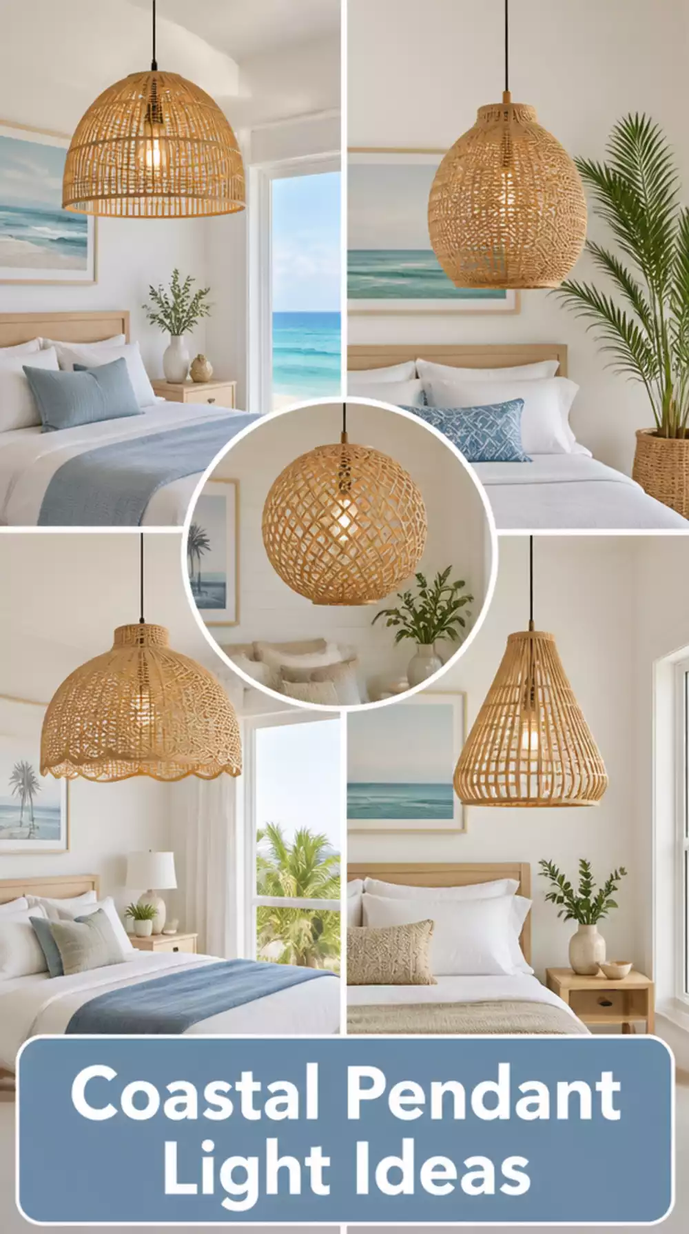 Coastal Bedroom Rattan Pendant Light That Casts a Warm Natural Glow