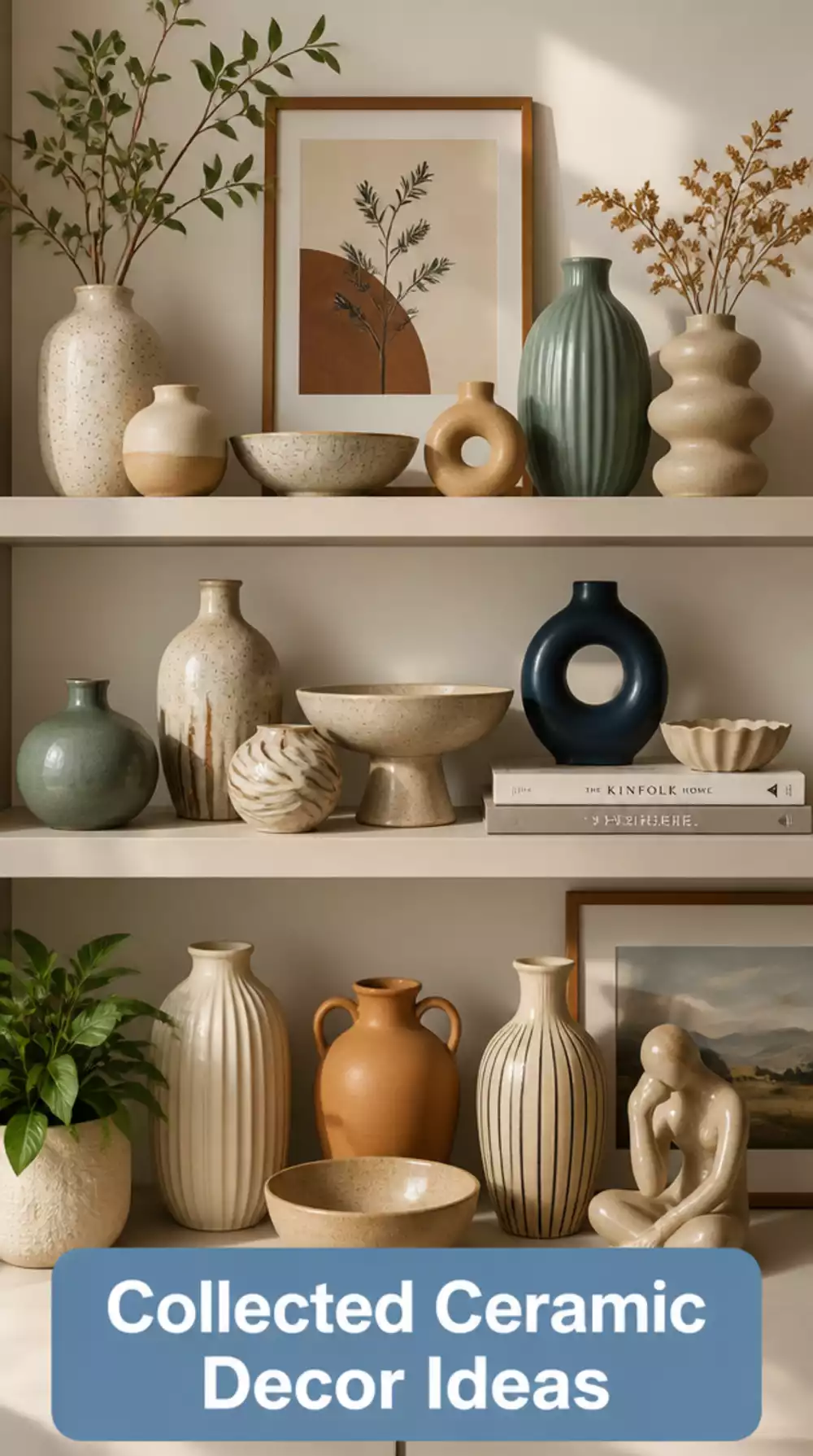 Bedroom Collected Ceramic Object Display on a Floating Shelf as a Feature
