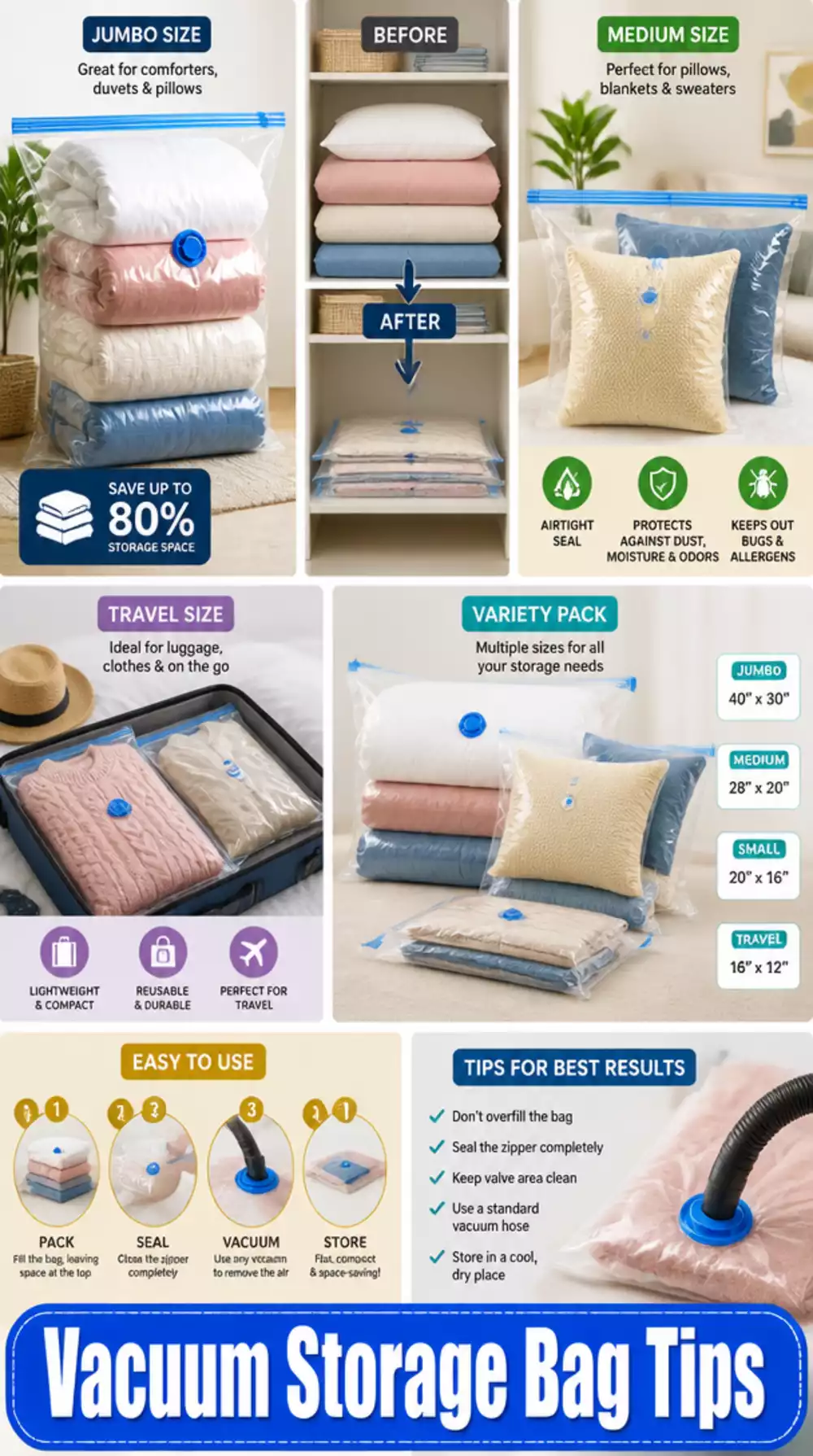 Bedroom Under-Bed Vacuum Storage Bag for Out-of-Season Duvets and Pillows