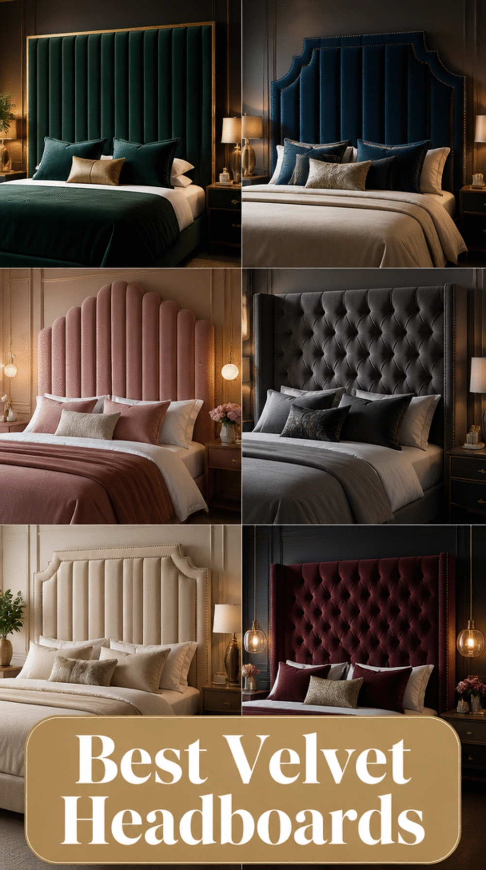 Bedroom Oversized Velvet Headboard That Makes the Whole Wall a Feature