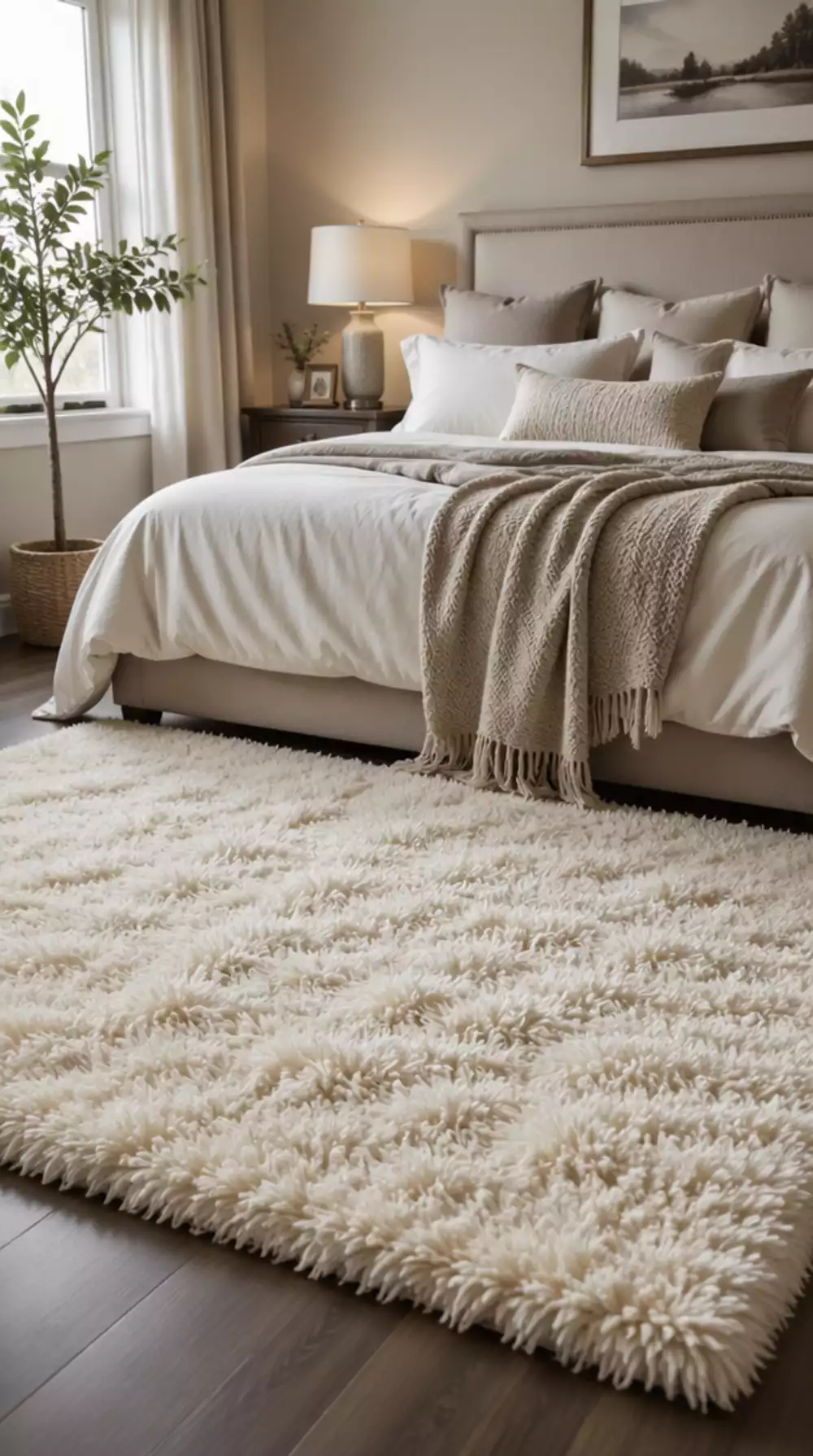 Bedroom Plush Ivory Shag Rug That Feels Incredibly Soft Underfoot Each Morning