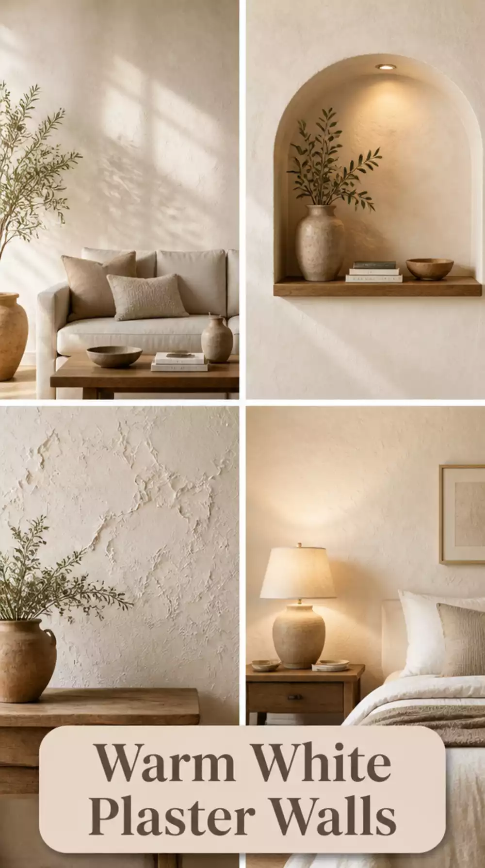 Bedroom Warm White Plaster Effect Wall That Looks Handcrafted and Soft