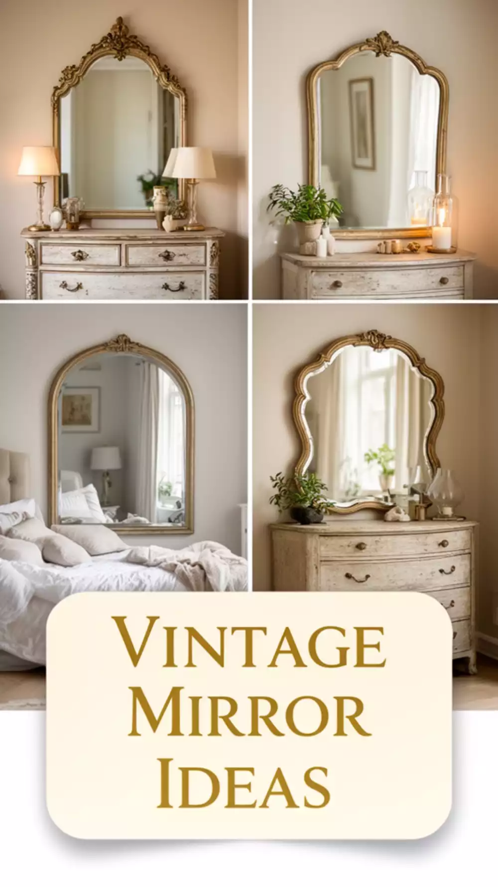 Bedroom Vintage Ornate Mirror Above the Dresser for a Classic Look