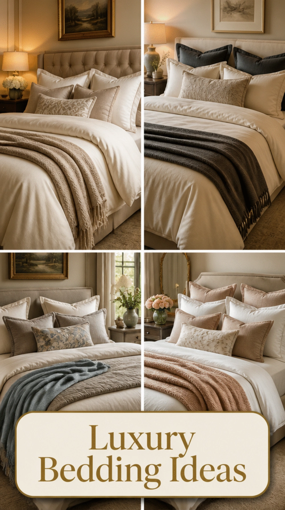 Luxury Bedroom Layered Bedding with Euro Shams, Duvet, and Throw
