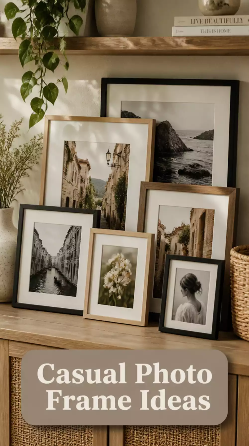 Bedroom Shelf Photo Frame Leaning Against the Wall for a Casual Styled Look