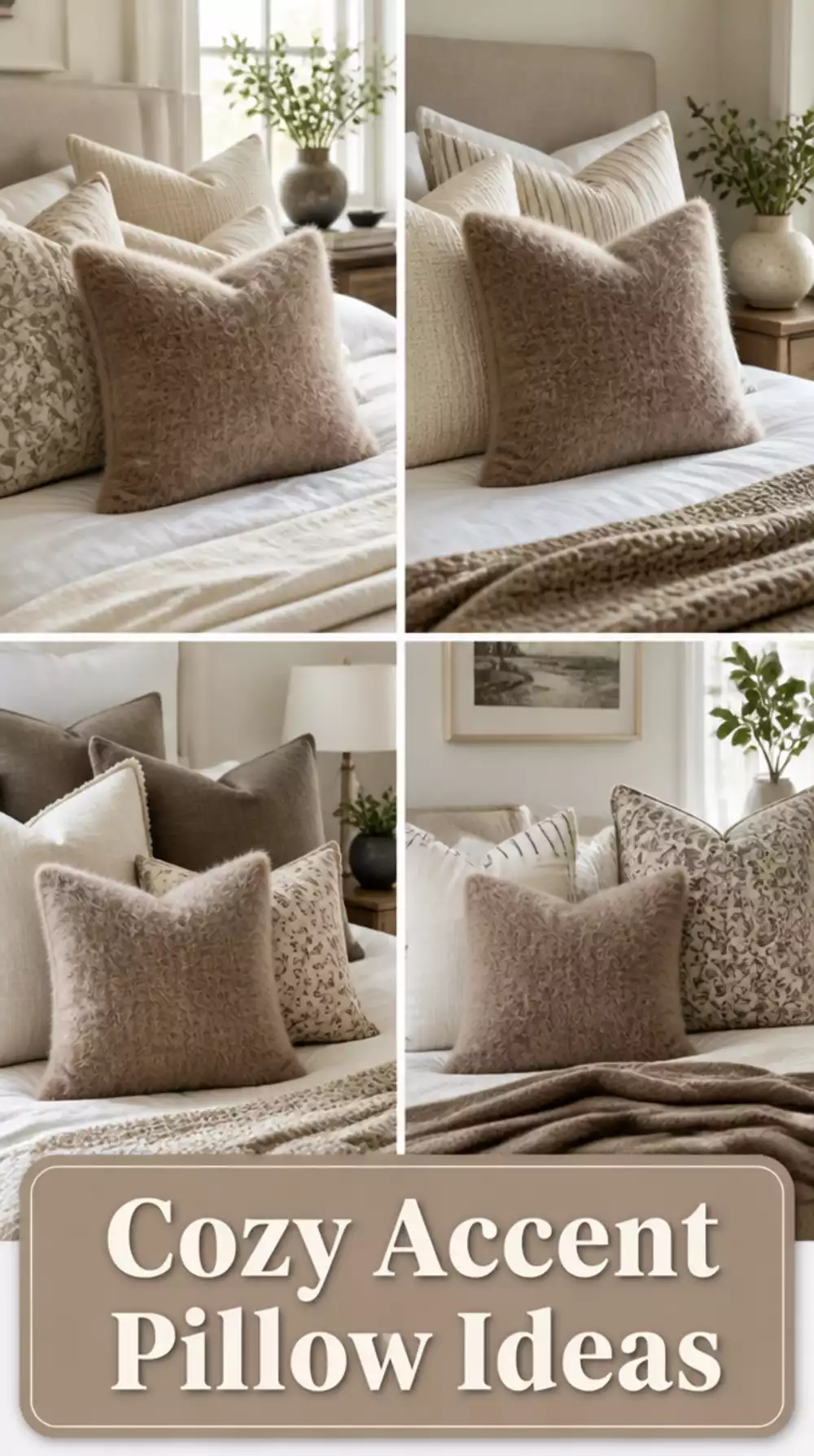 Bedroom Mohair Accent Pillow in Warm Taupe That Adds Subtle Texture