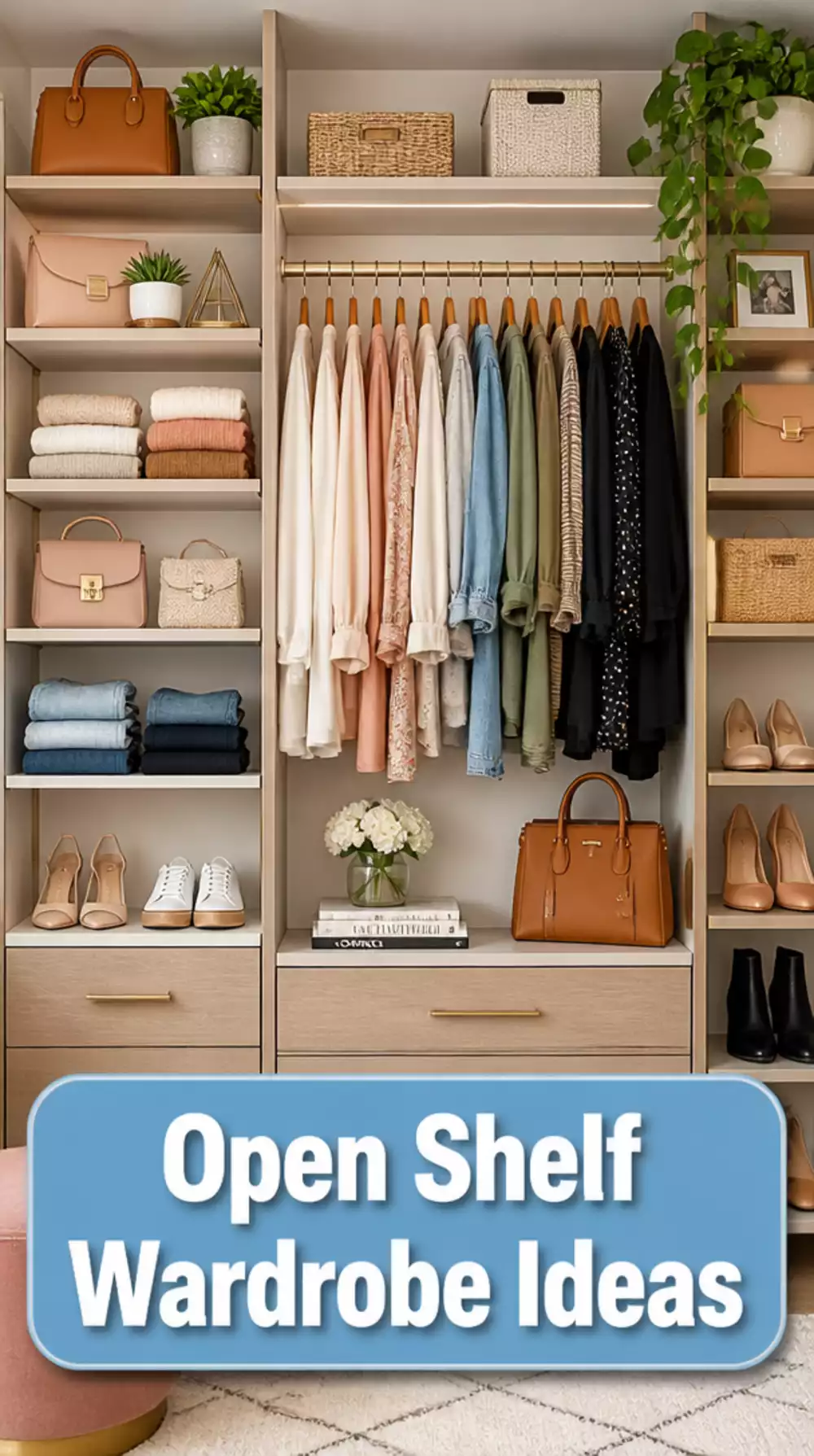 Bedroom Wardrobe with Open Shelves That Keeps Clothes Easy to Find