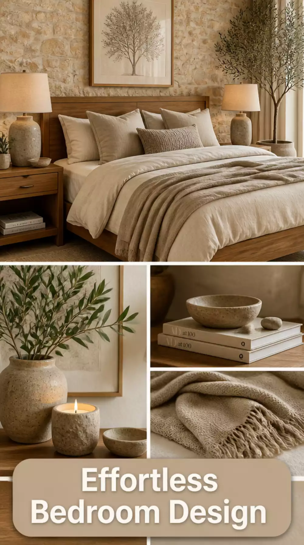 Why Mixing Warm Wood, Linen, and Stone Makes a Bedroom Look Effortlessly Designed