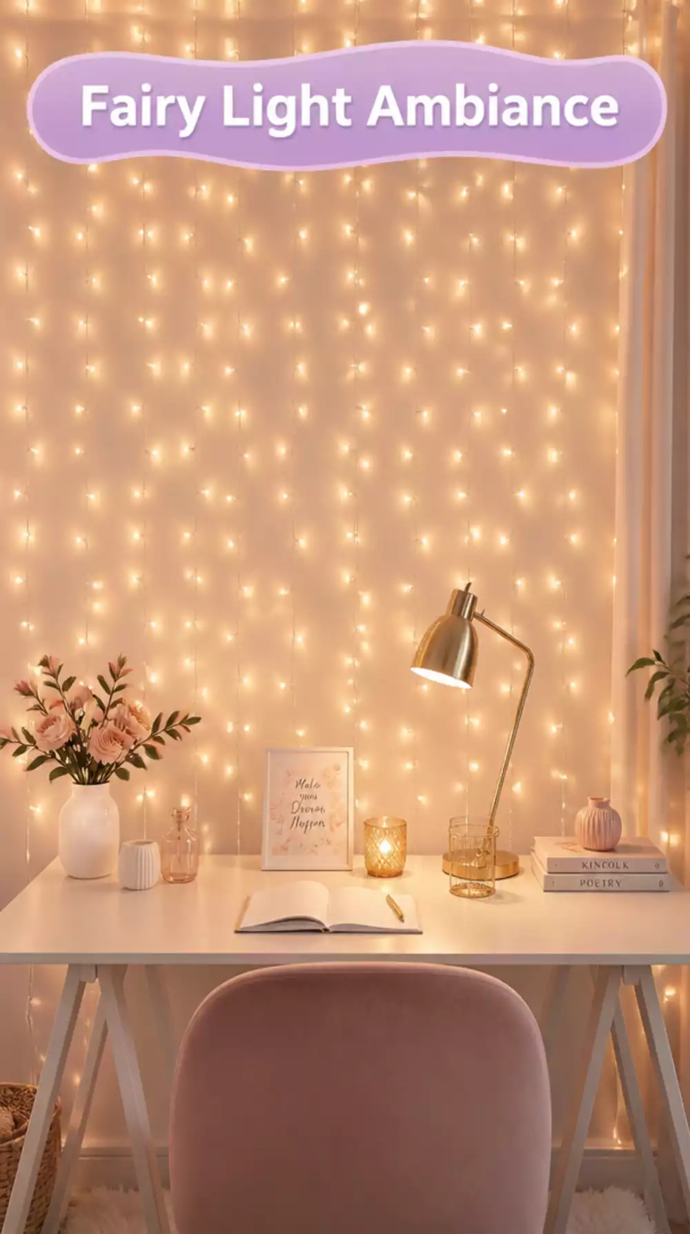 Teen Bedroom Pastel Fairy Light Curtain for Dreamy Ambiance