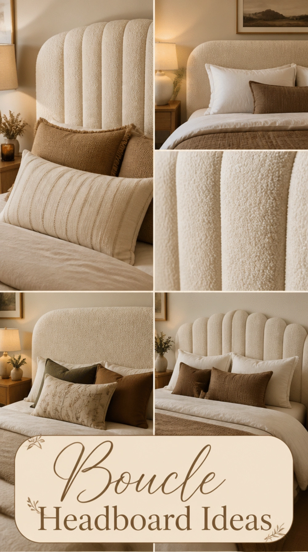 Bedroom Boucle Headboard in Warm Cream That Makes a Bed Look Luxurious