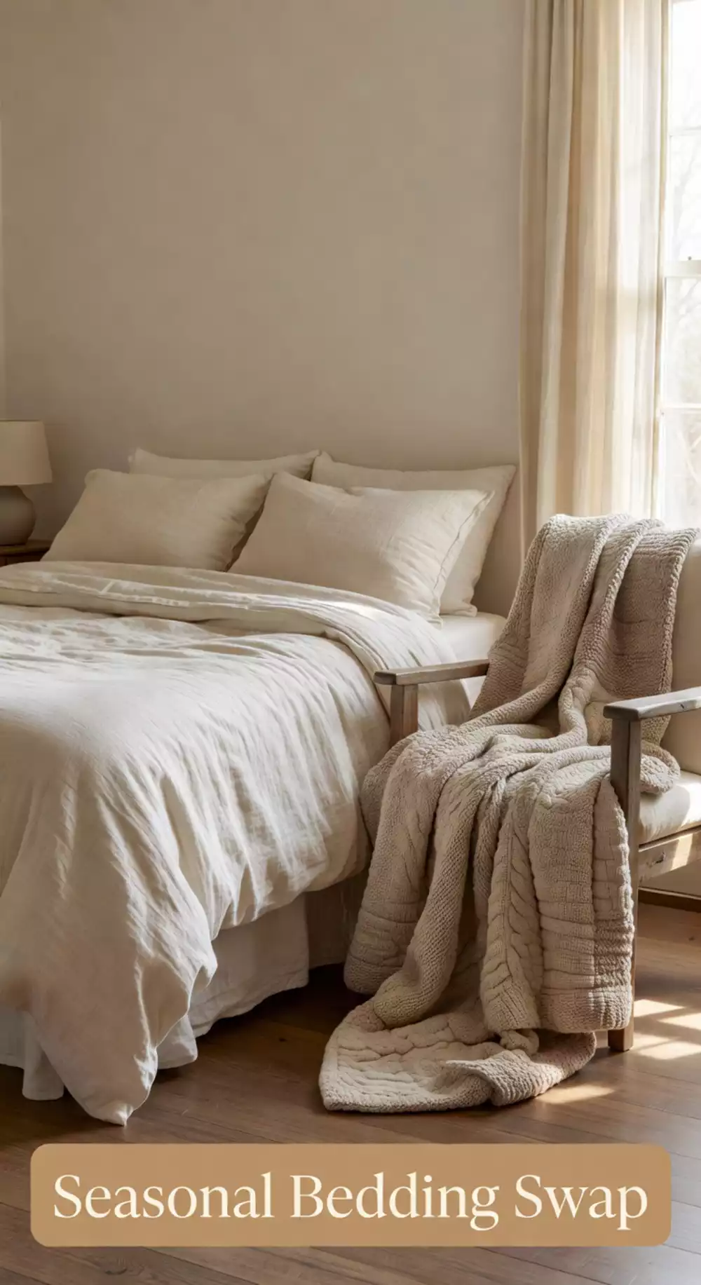 Bedroom Lightweight Linen Duvet for Summer Swapped for a Heavy Quilt in Winter