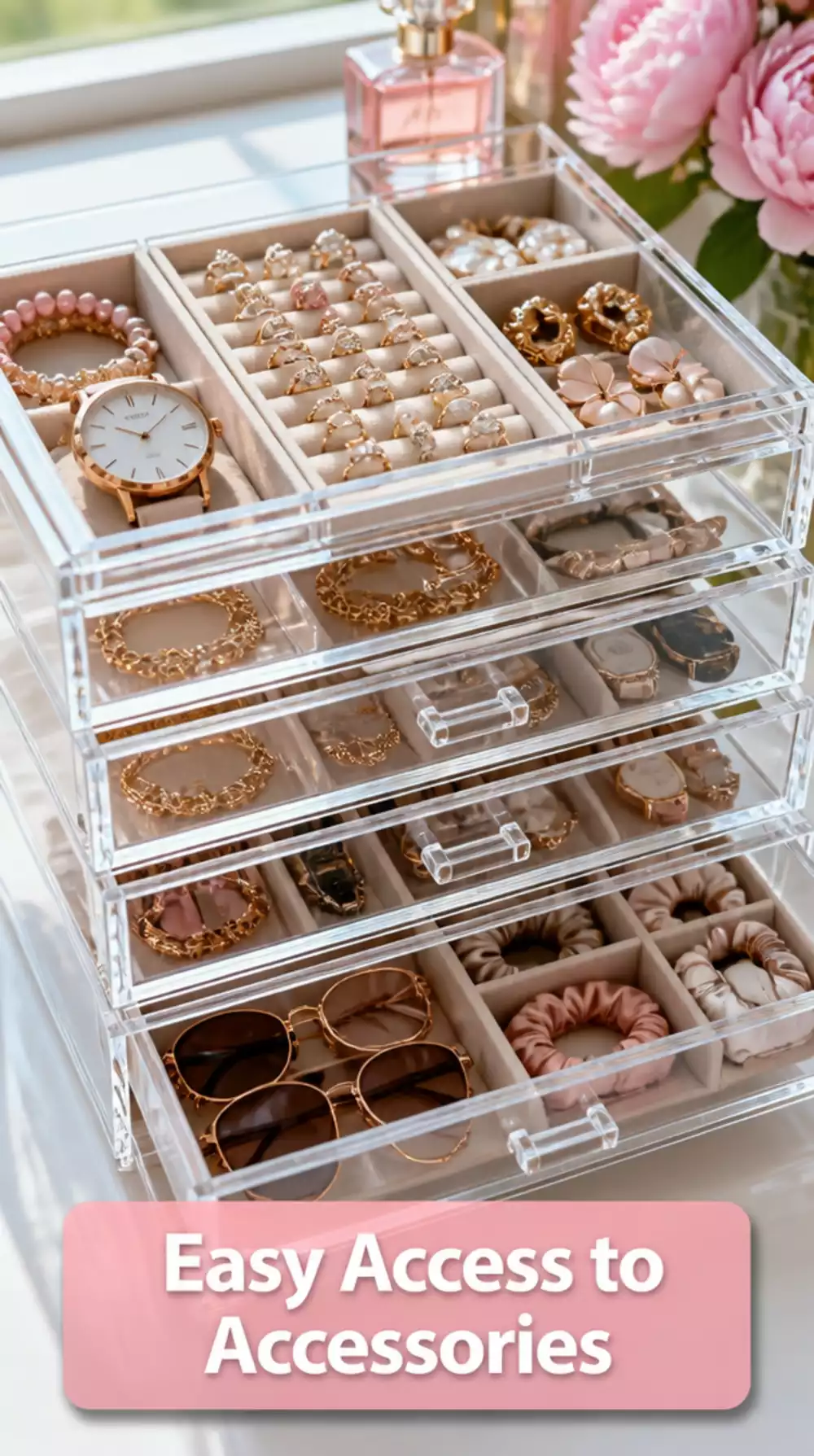 Bedroom Acrylic Drawer Organiser Tray That Makes Accessories Easy to Find