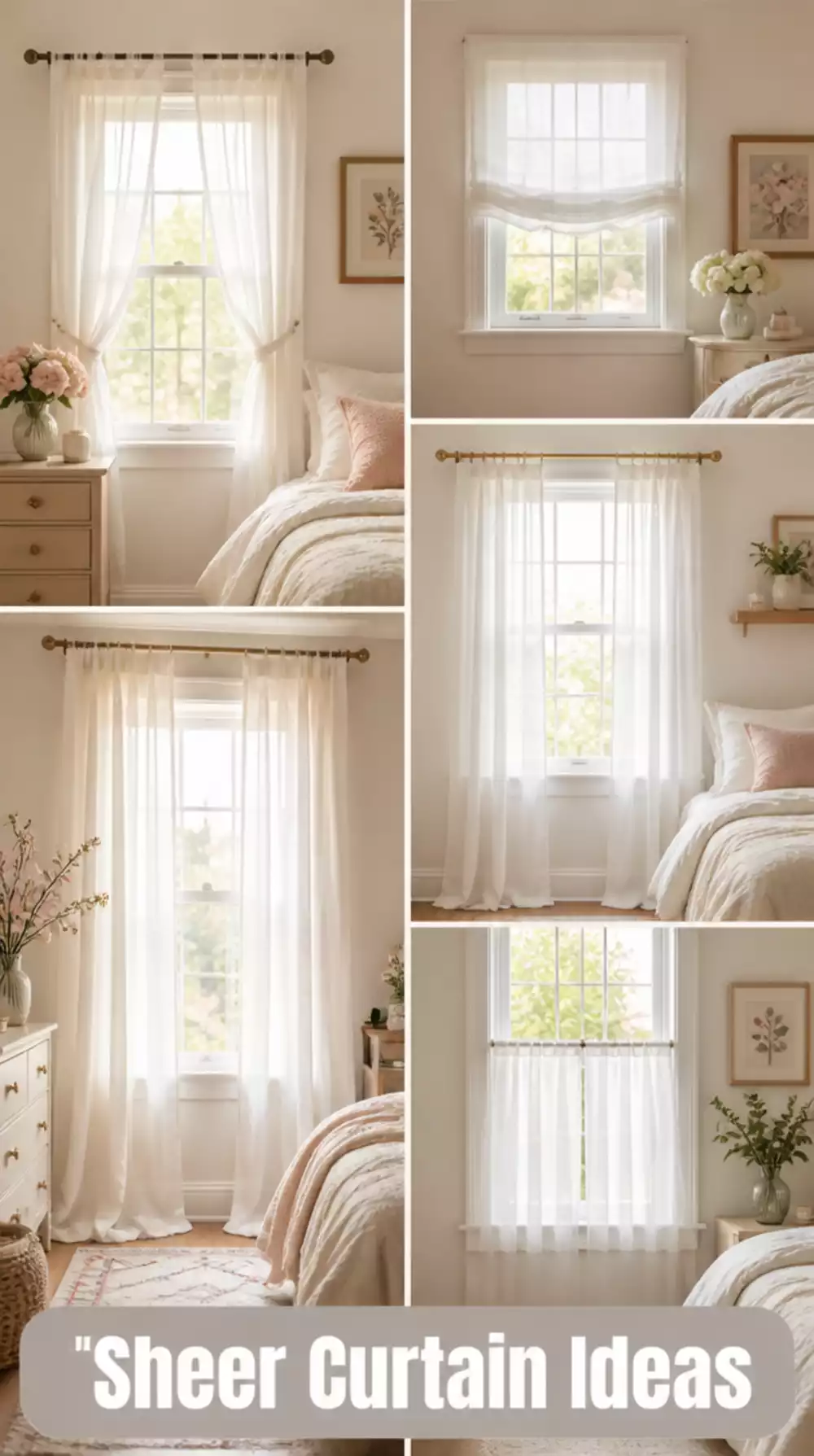 Sheer White Bedroom Curtain That Makes Small Windows Look Taller