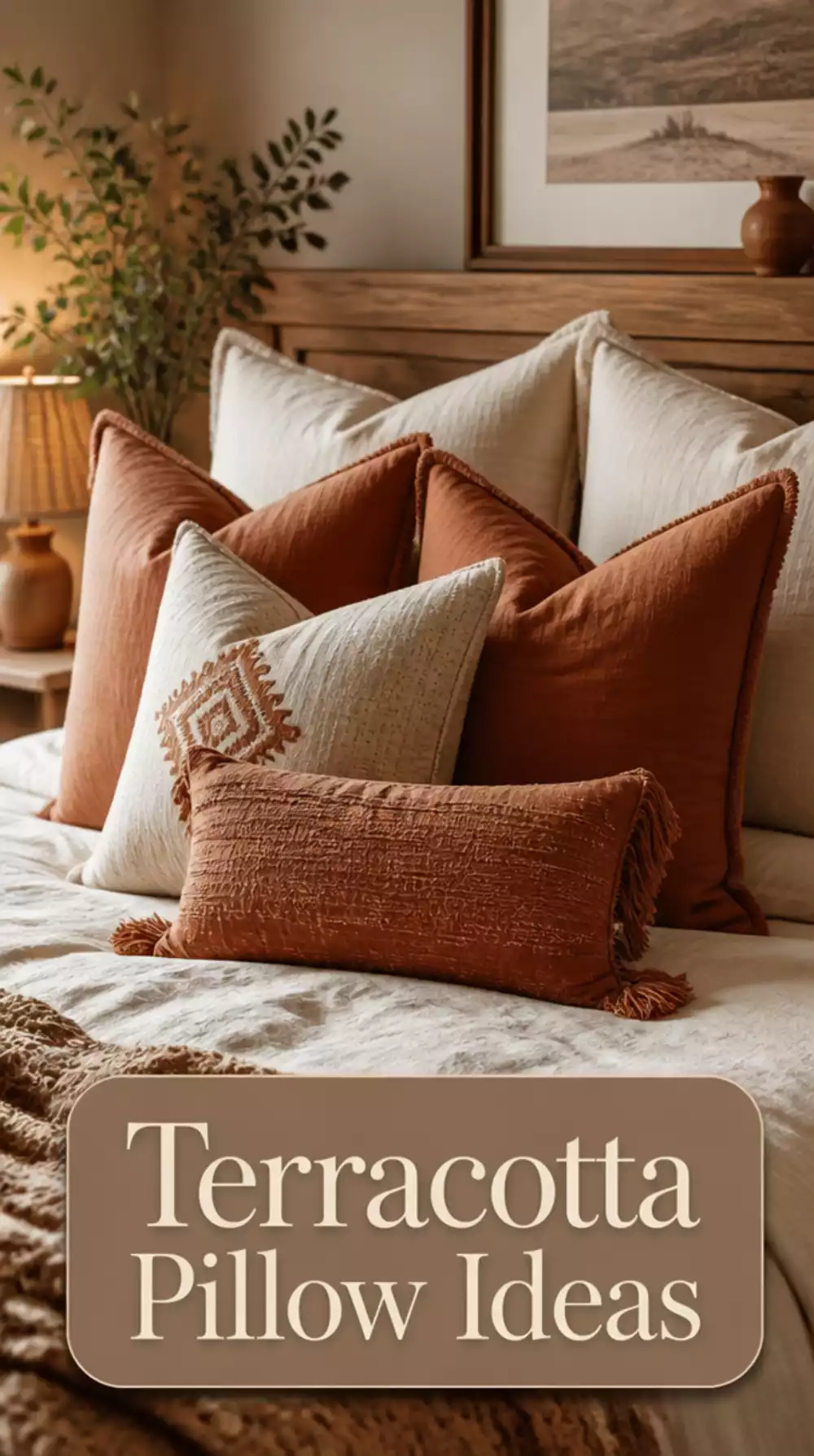 Warm Terracotta Cream Linen Pillow Ideas