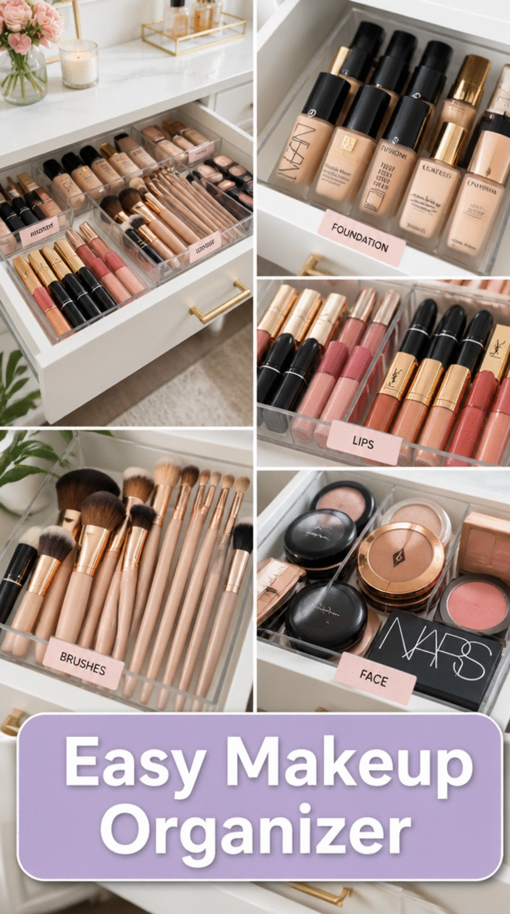Bedroom Vanity Drawer Organiser That Keeps Makeup Sorted by Category