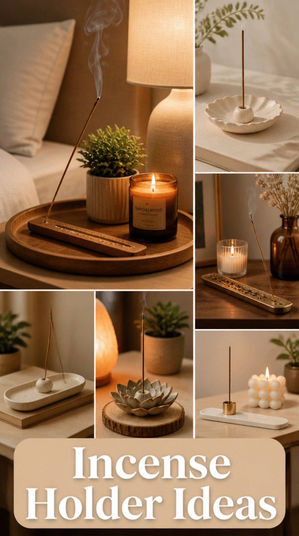 Bedroom Incense Holder on a Wooden Tray That Makes the Nightstand Look Intentional