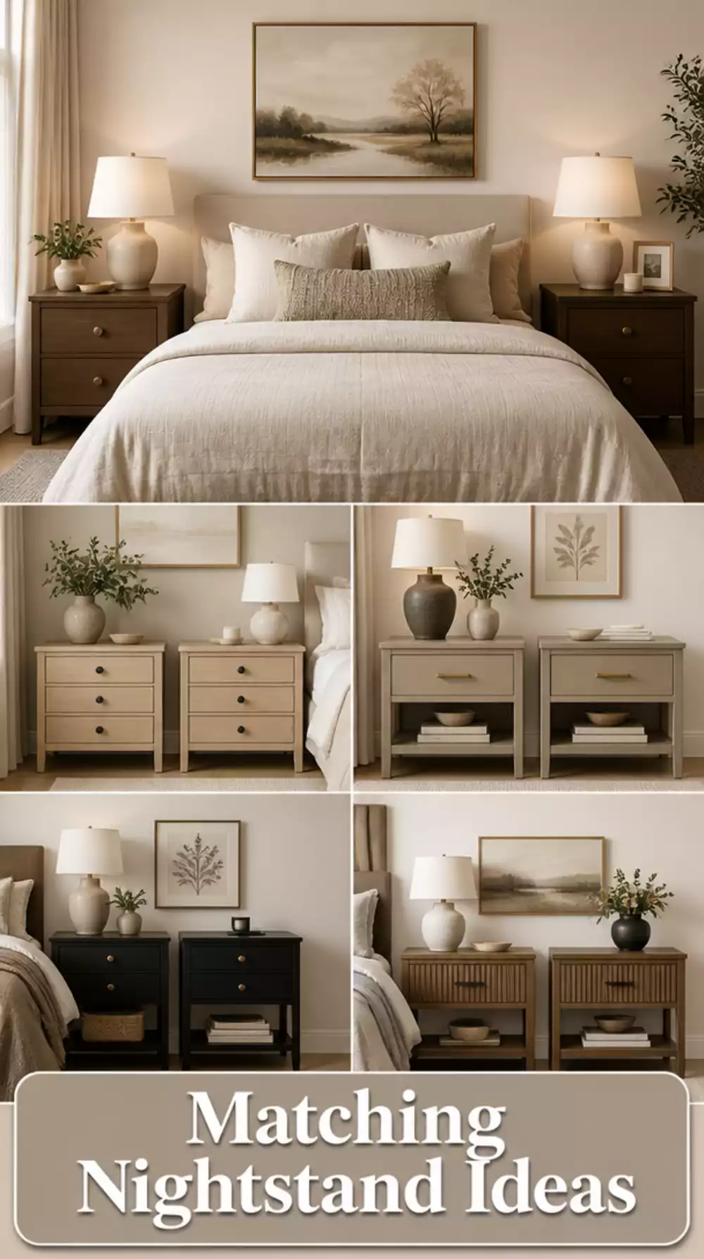 Small Bedroom Matching Nightstand Pair That Fits on Both Sides of a Double Bed
