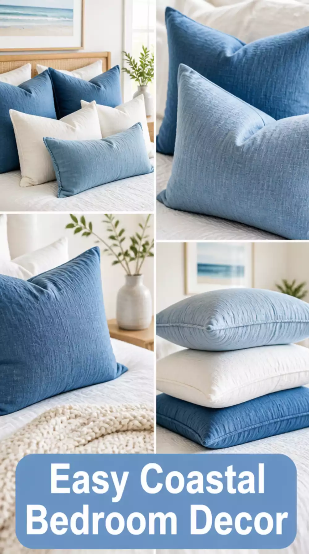 Why a Simple Blue Linen Pillow Transforms Any Neutral Bedroom into a Coastal One