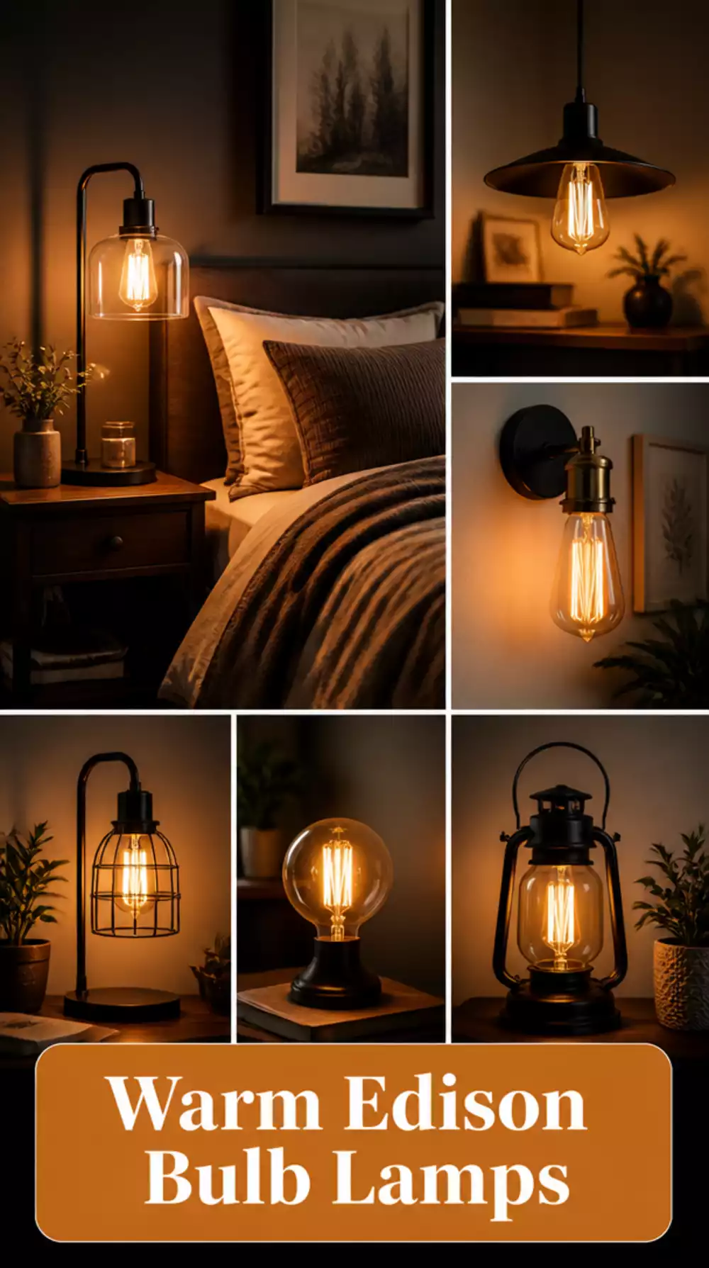 Dark Bedroom Warm Edison Bulb Lamp That Softens a Moody Color Scheme