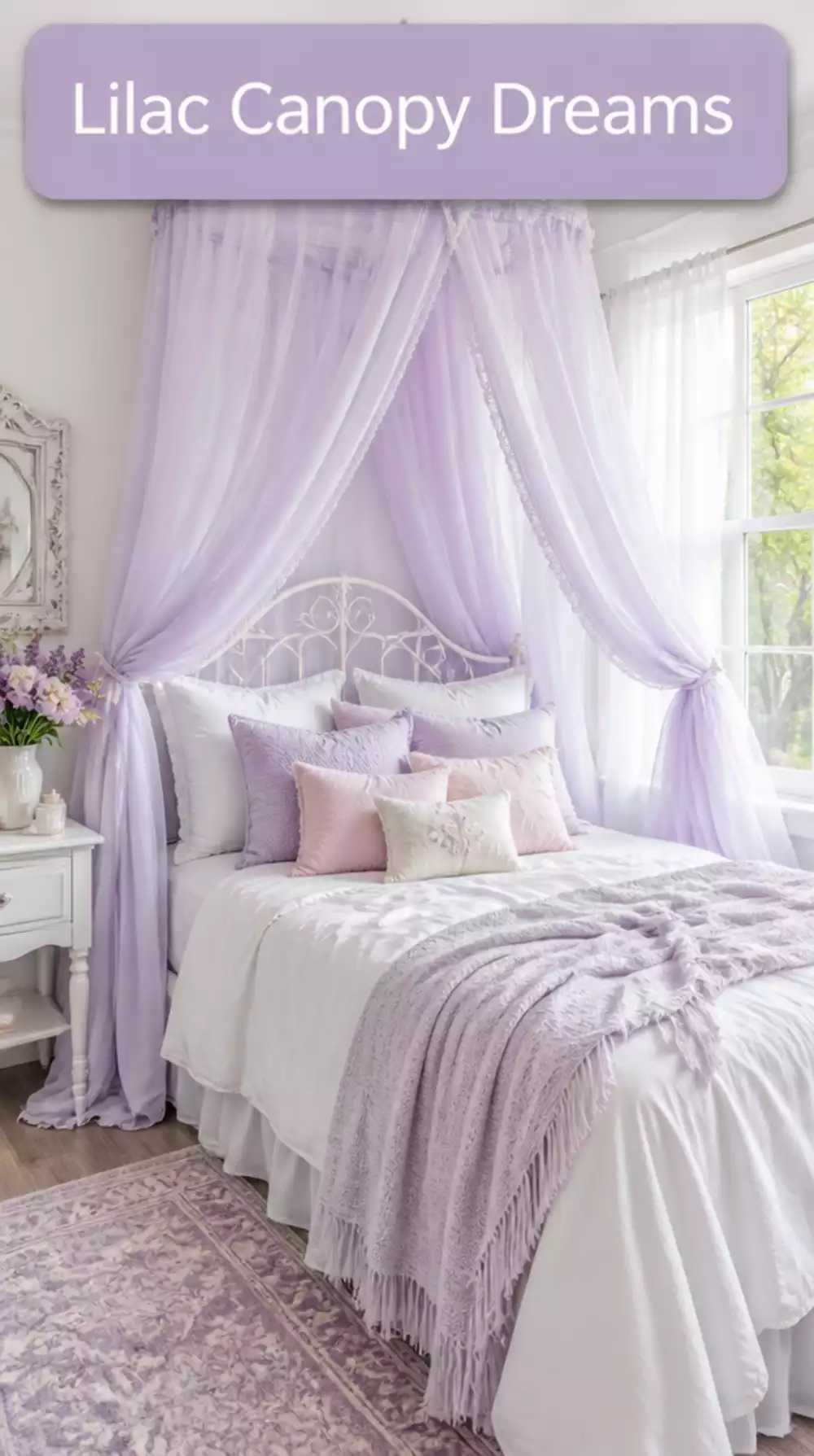 Dreamy Lilac Canopy for Twin or Full Bed Frame