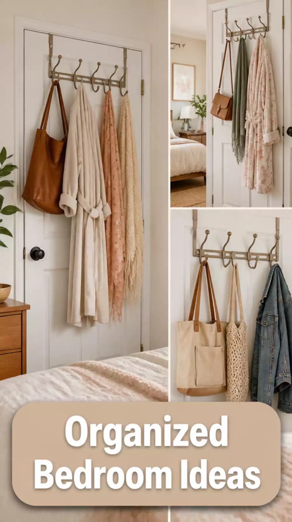 Bedroom Door Over-the-Door Hook Rail for Bags, Robes, and Scarves