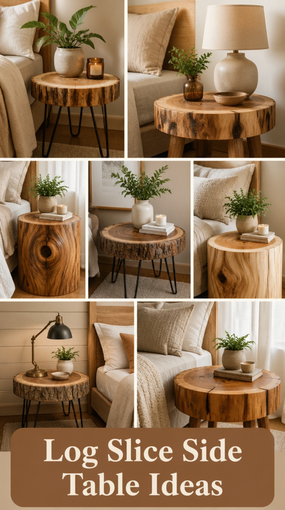 Bedroom Log Slice Side Table That Adds a Natural Organic Touch