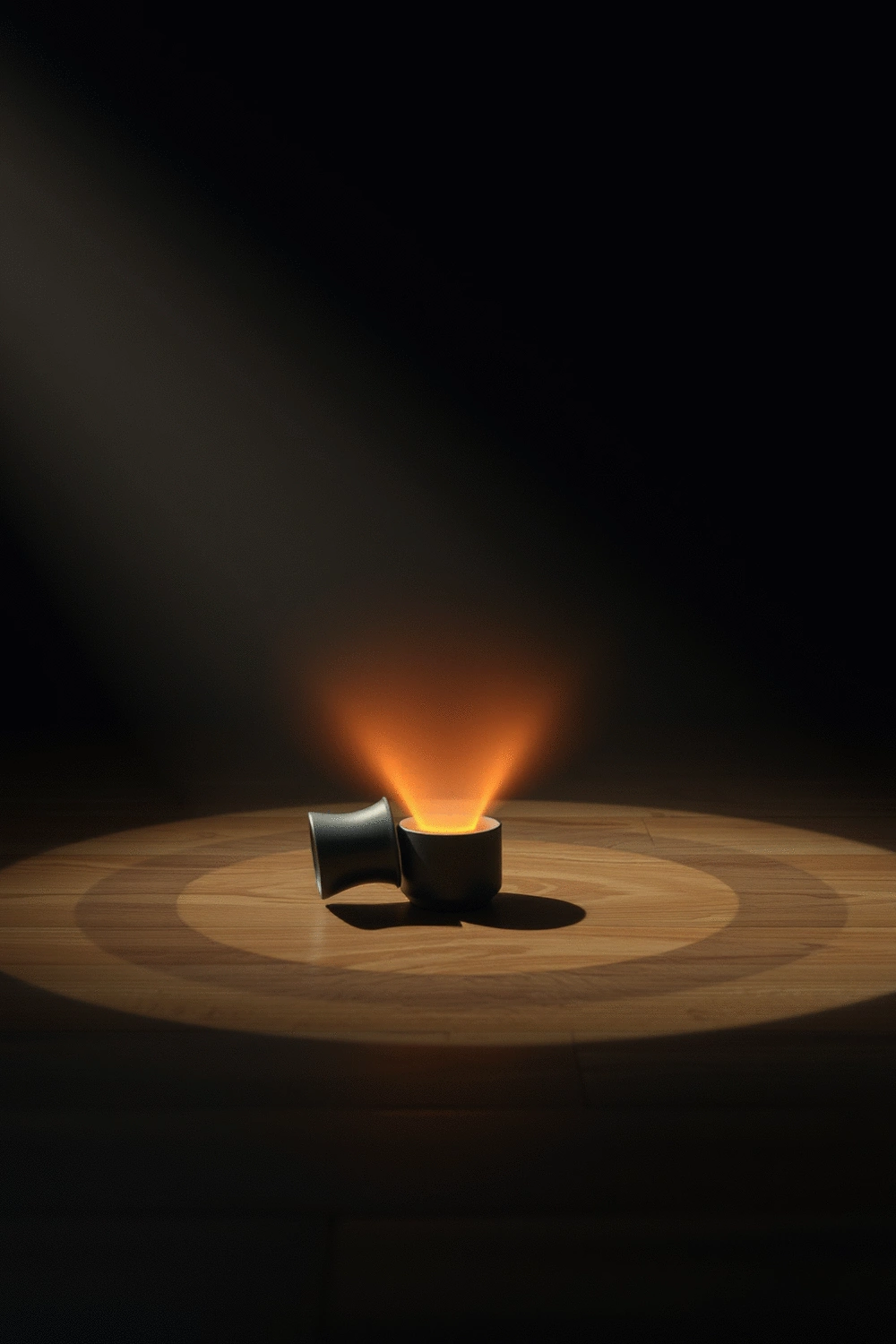 Sound waves emanating from a small, abstract sound source, illustrating noise disruption in a serene, dark environment.